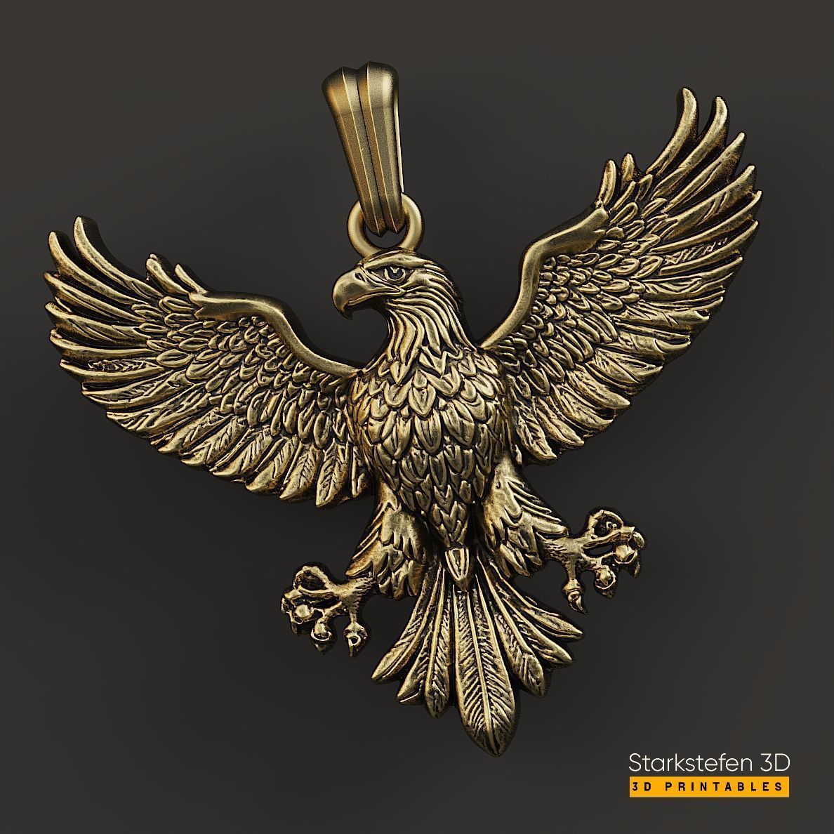Eagle Pendant 3D Model  3D print model_2