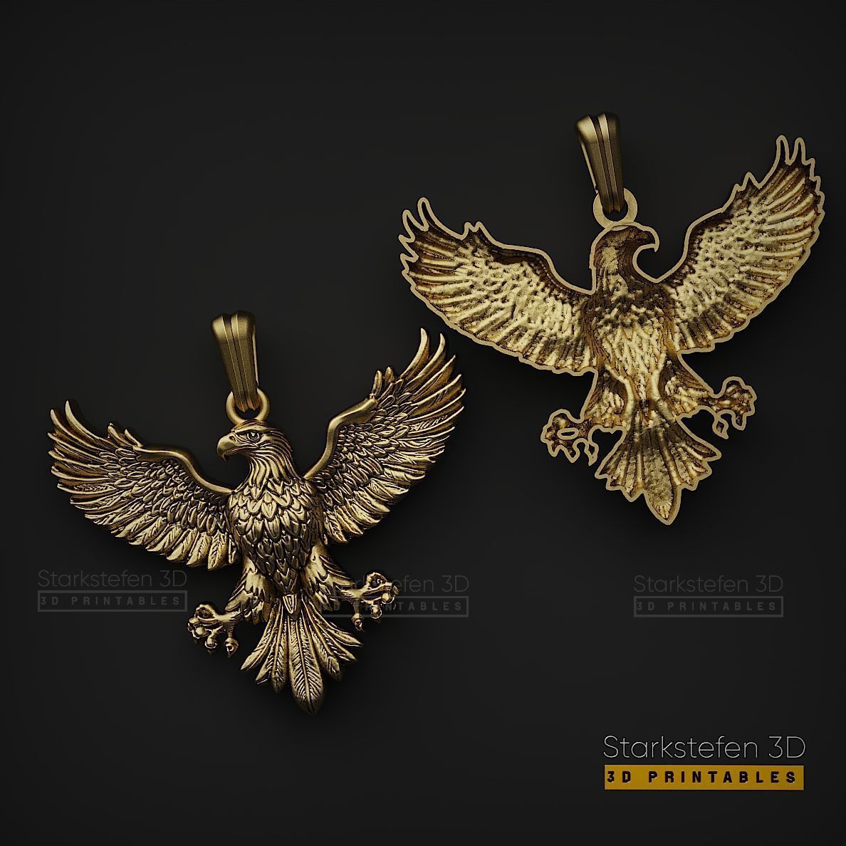 Eagle Pendant 3D Model  3D print model_9