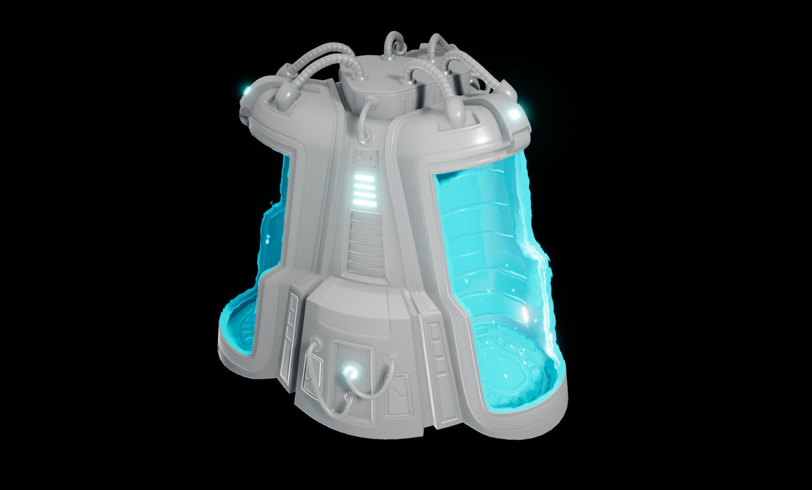 SciFi cryo chamber Low-poly 3D model_7