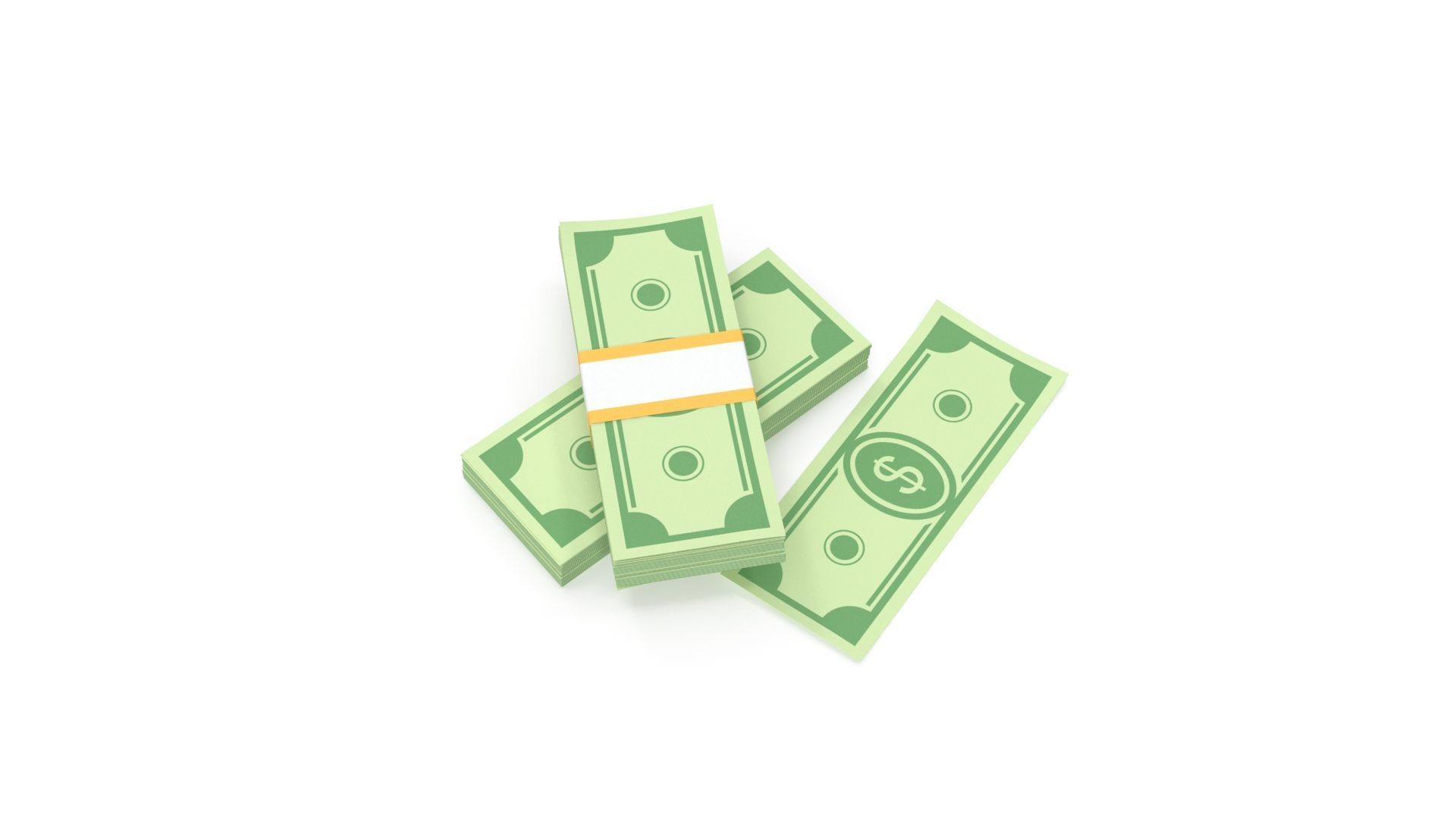 stylized wad of money 3D model_7