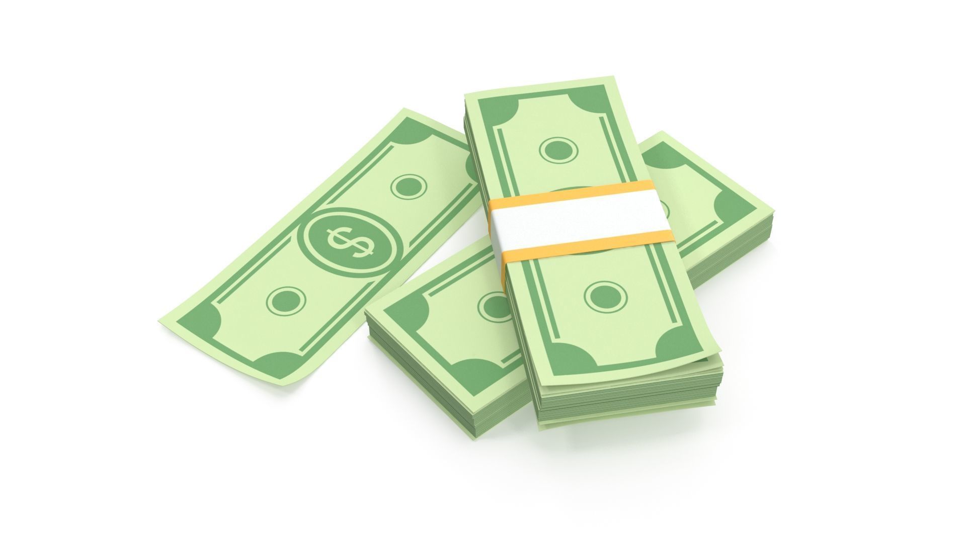 stylized wad of money 3D model_2