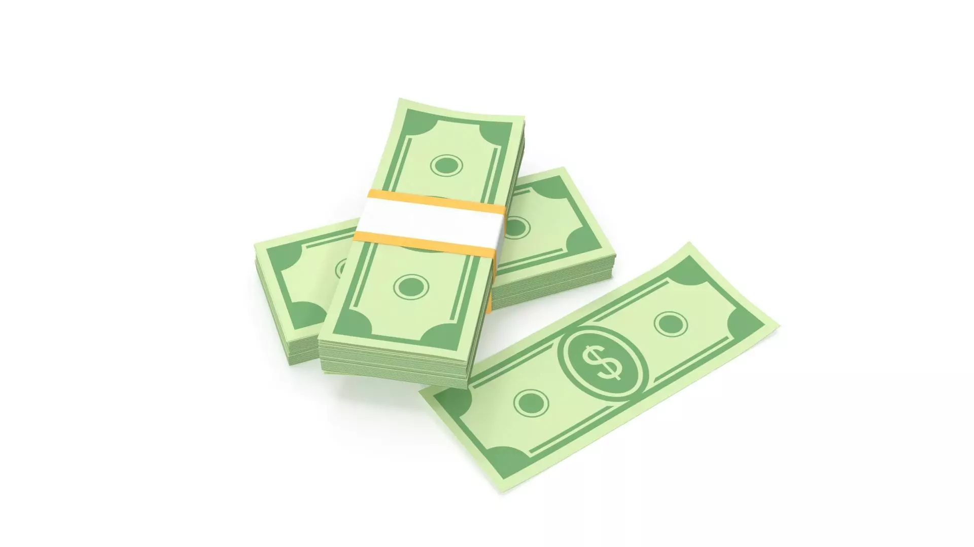 stylized wad of money 3D model_0