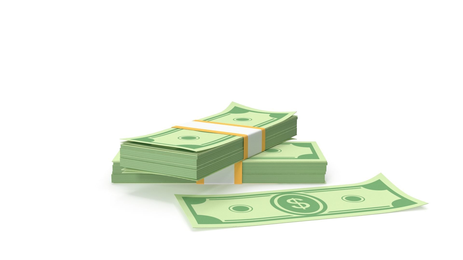 stylized wad of money 3D model_5