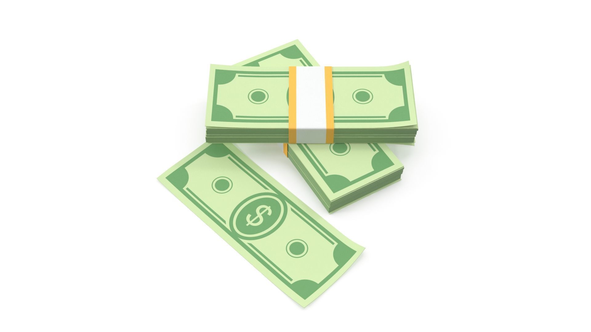 stylized wad of money 3D model_1