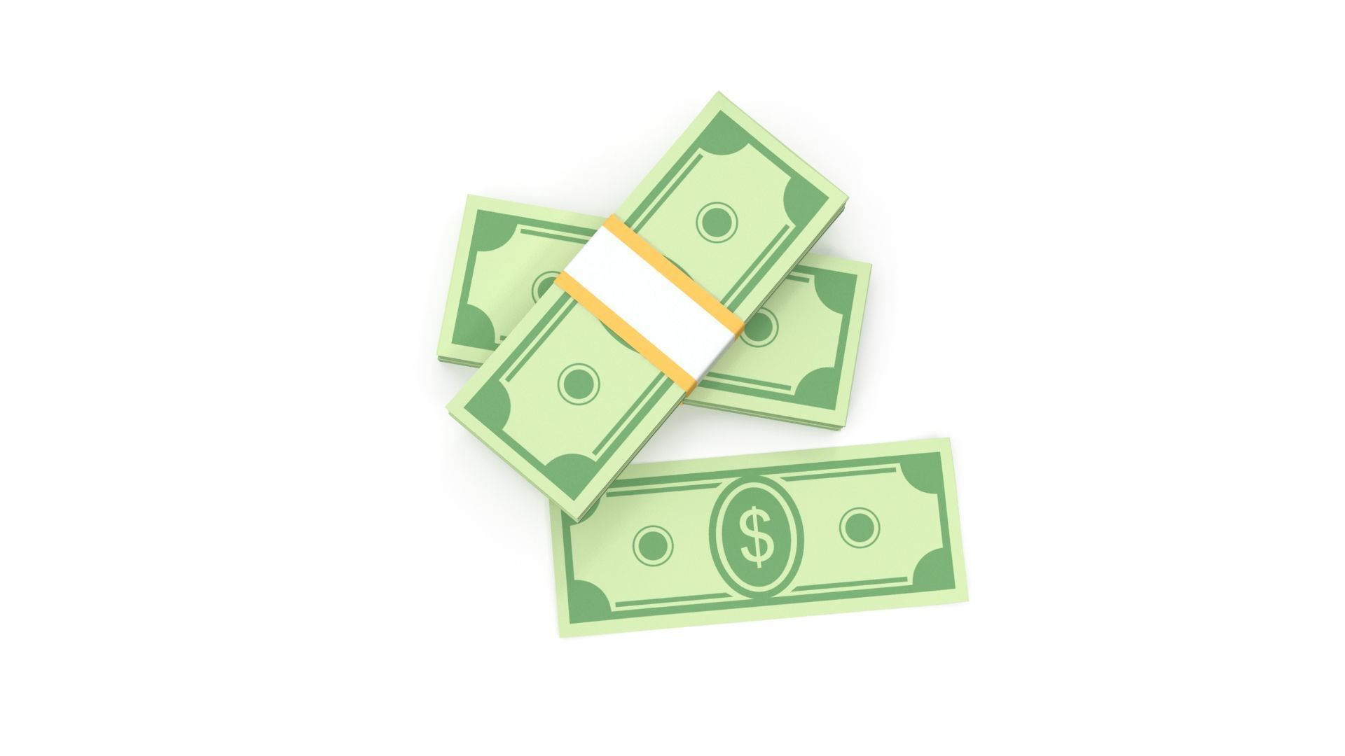 stylized wad of money 3D model_6