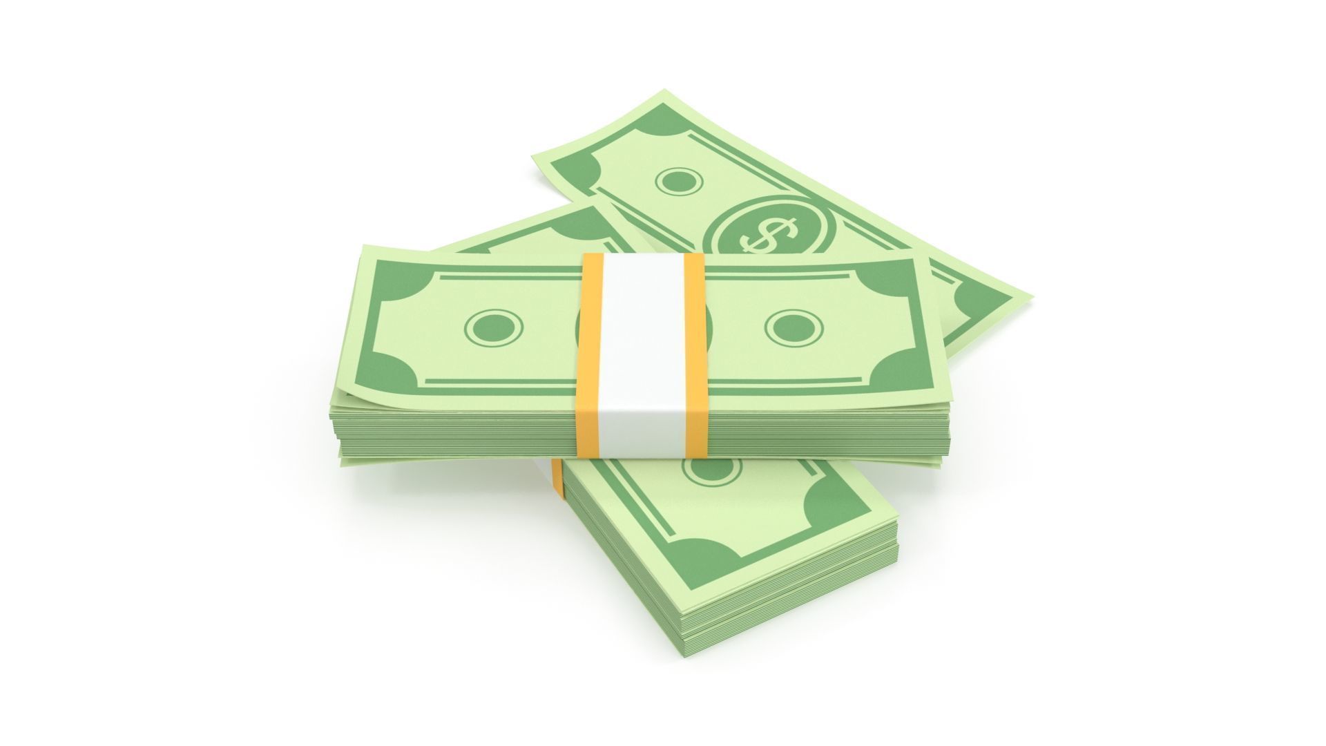 stylized wad of money 3D model_3