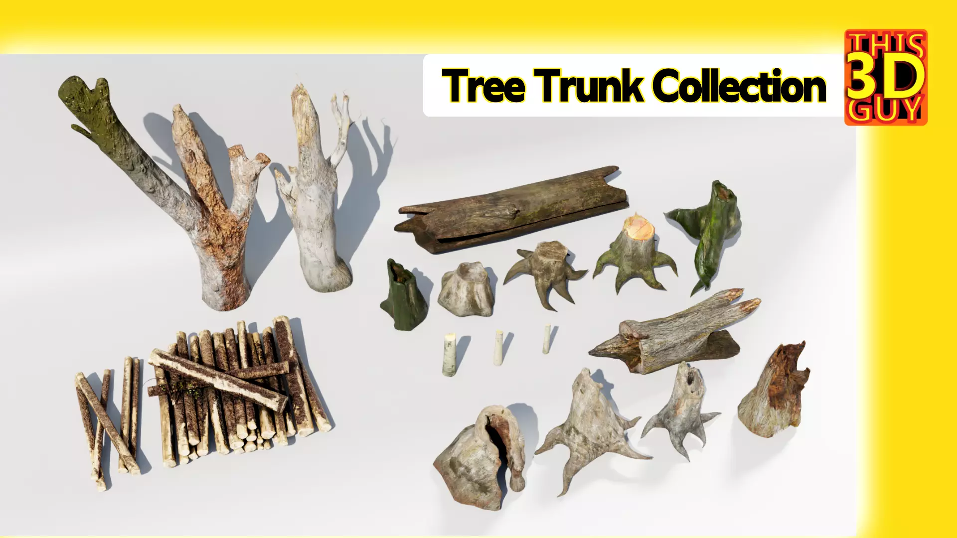 Tree Trunk Collection Low-poly 3D model_0