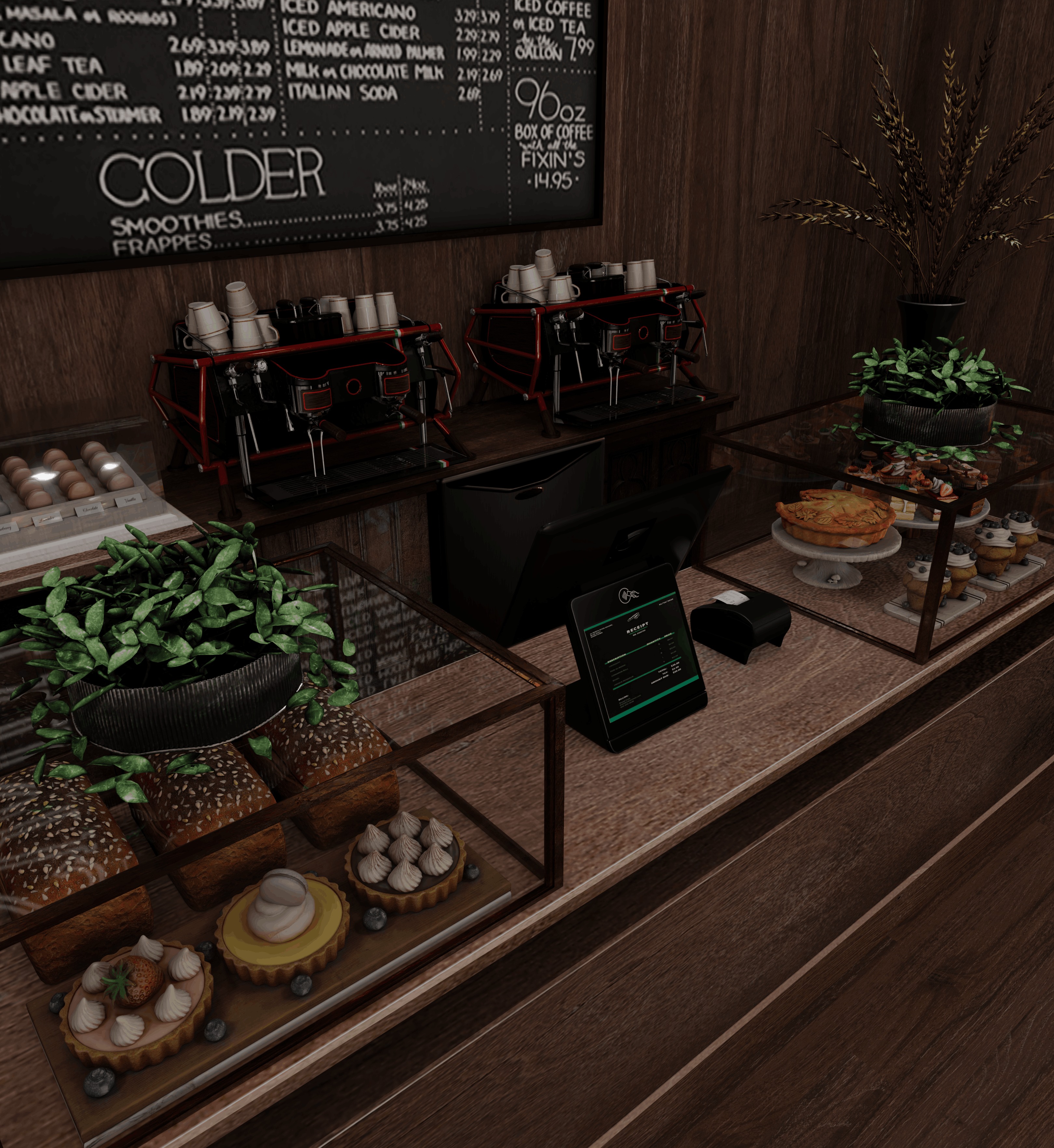 Mini Cafe Blender Scene 3D model_4