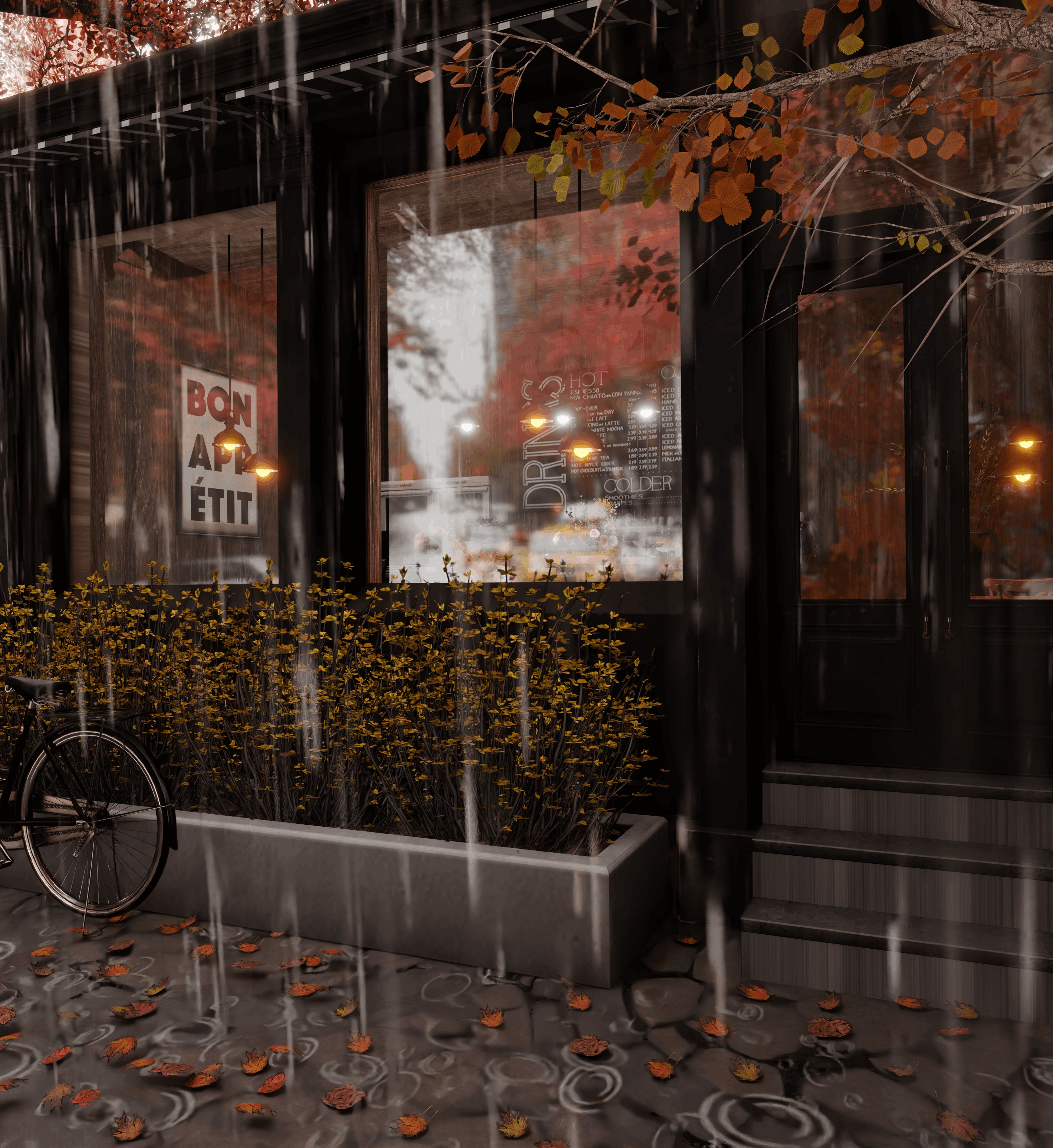 Mini Cafe Blender Scene 3D model_2