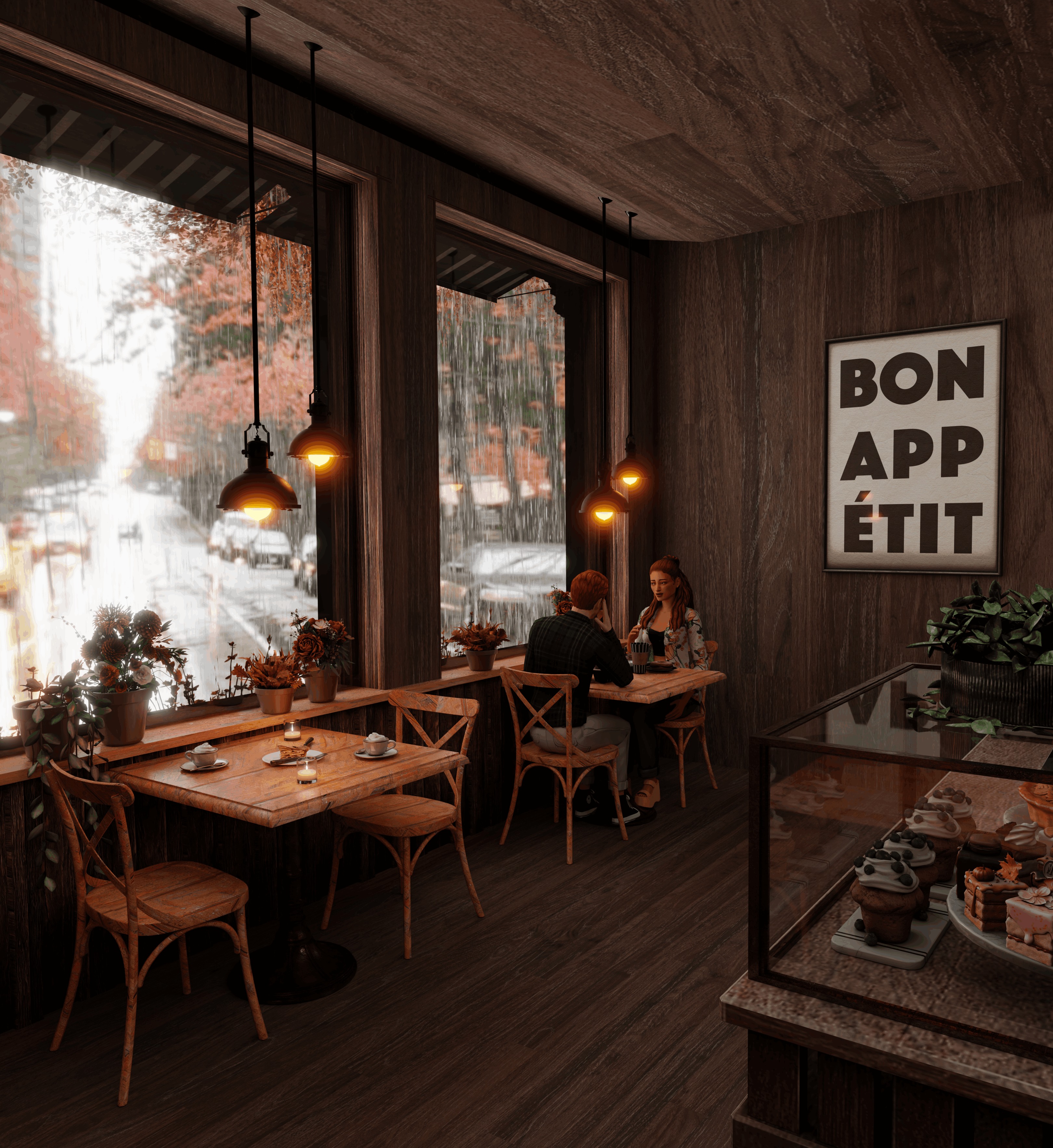 Mini Cafe Blender Scene 3D model_5