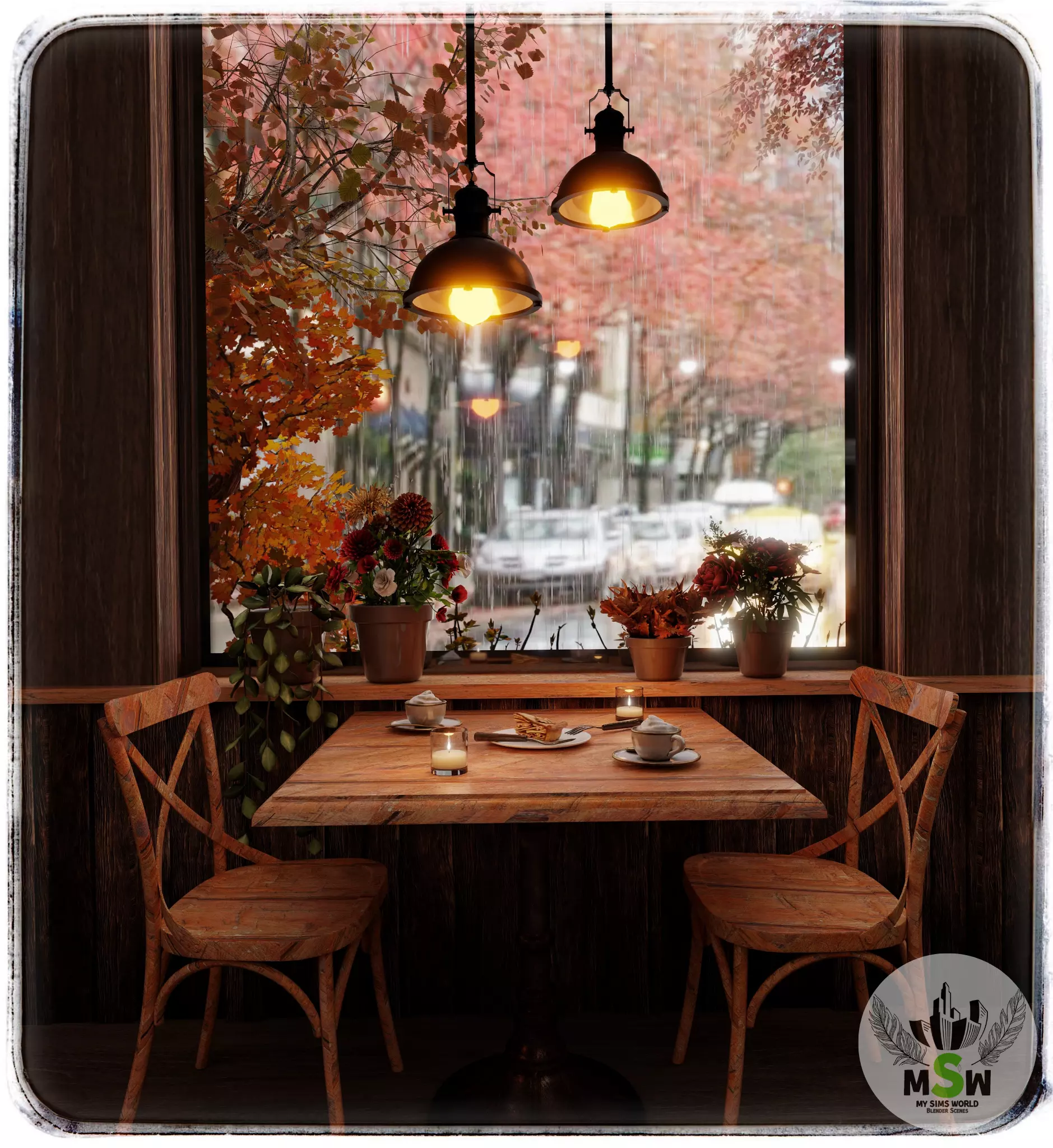 Mini Cafe Blender Scene 3D model_0