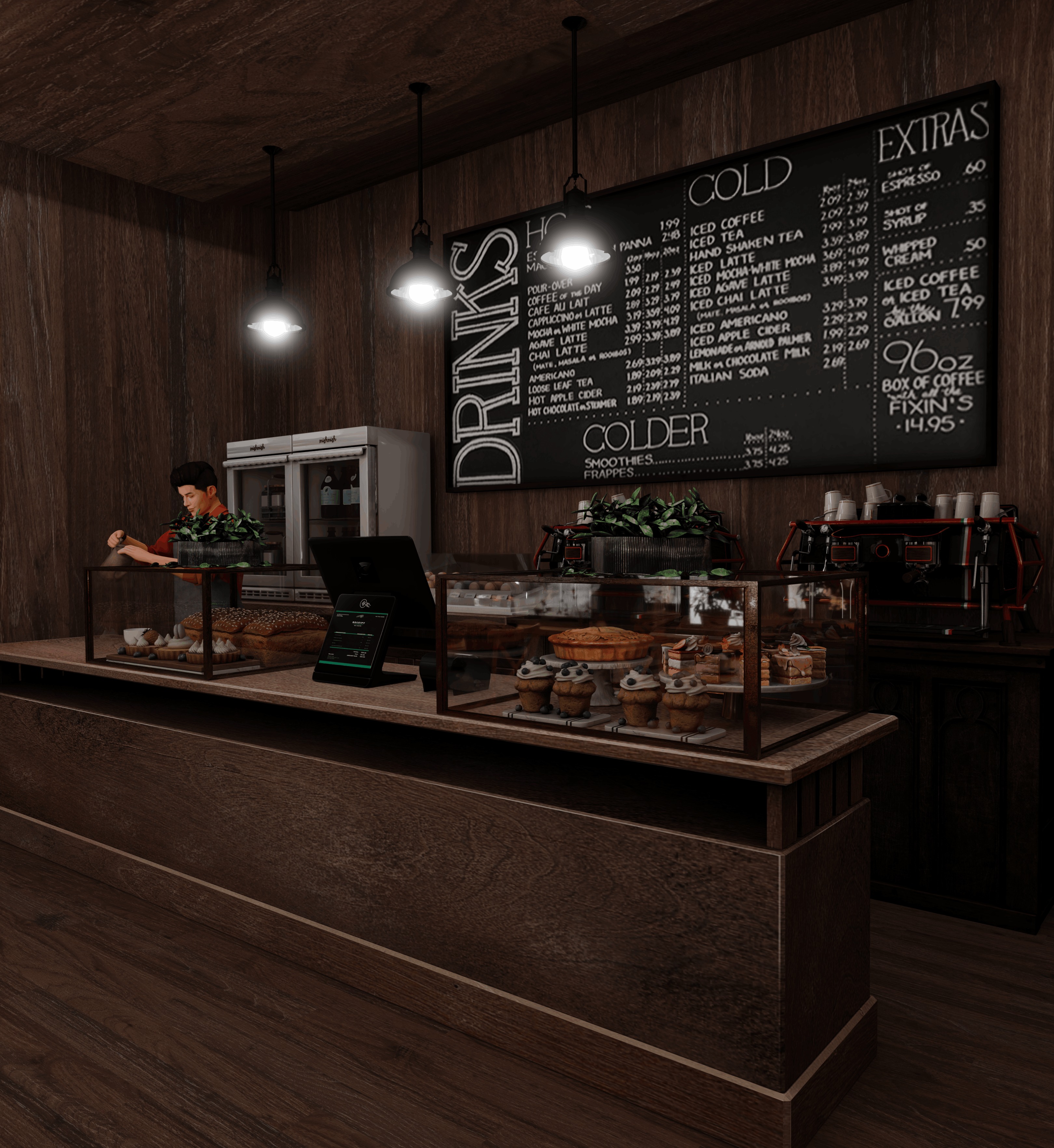 Mini Cafe Blender Scene 3D model_3
