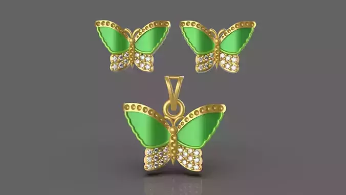  Diamond Butterfly Pendant - 0033