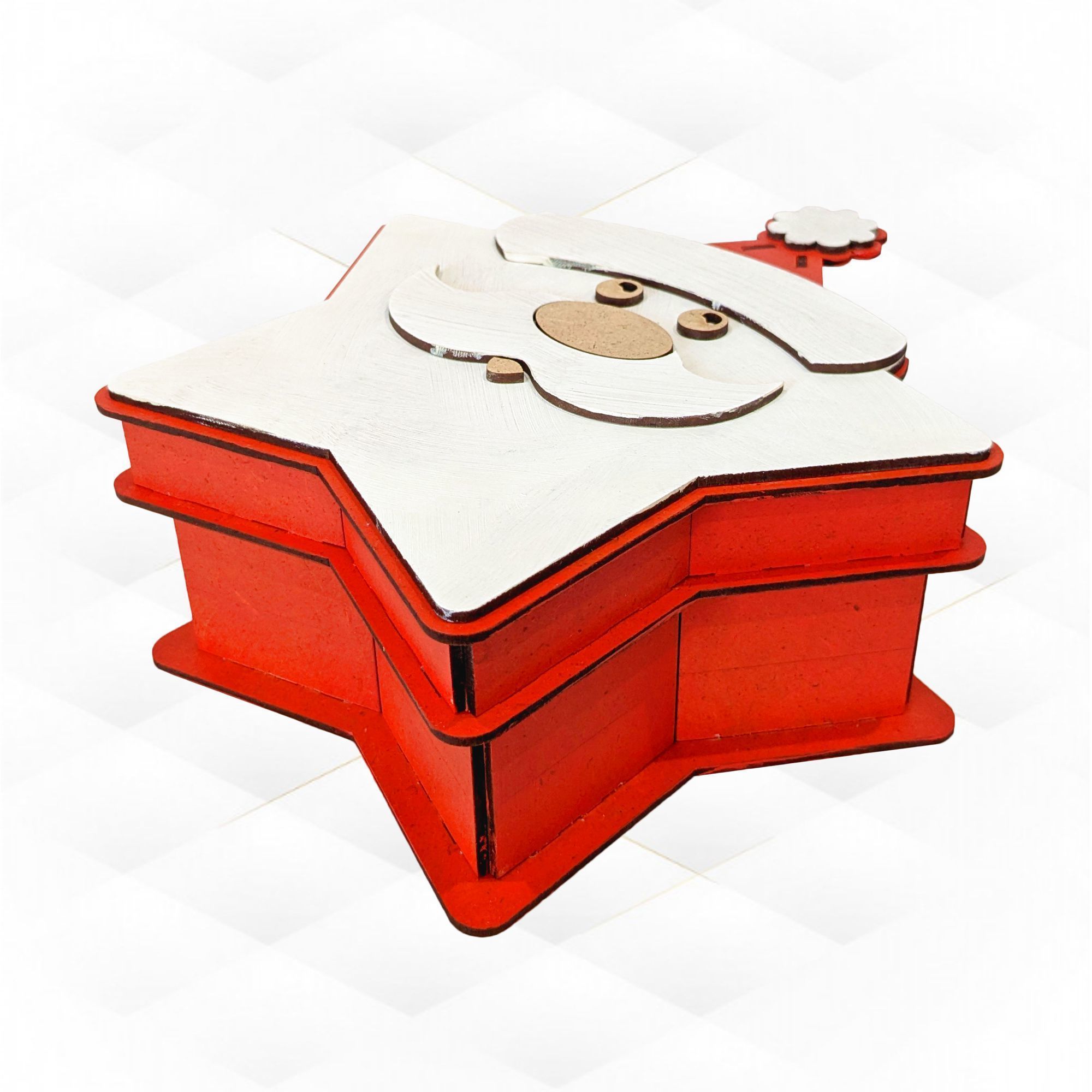 Christmas star Gift Box laser cutting design 3D print model_3