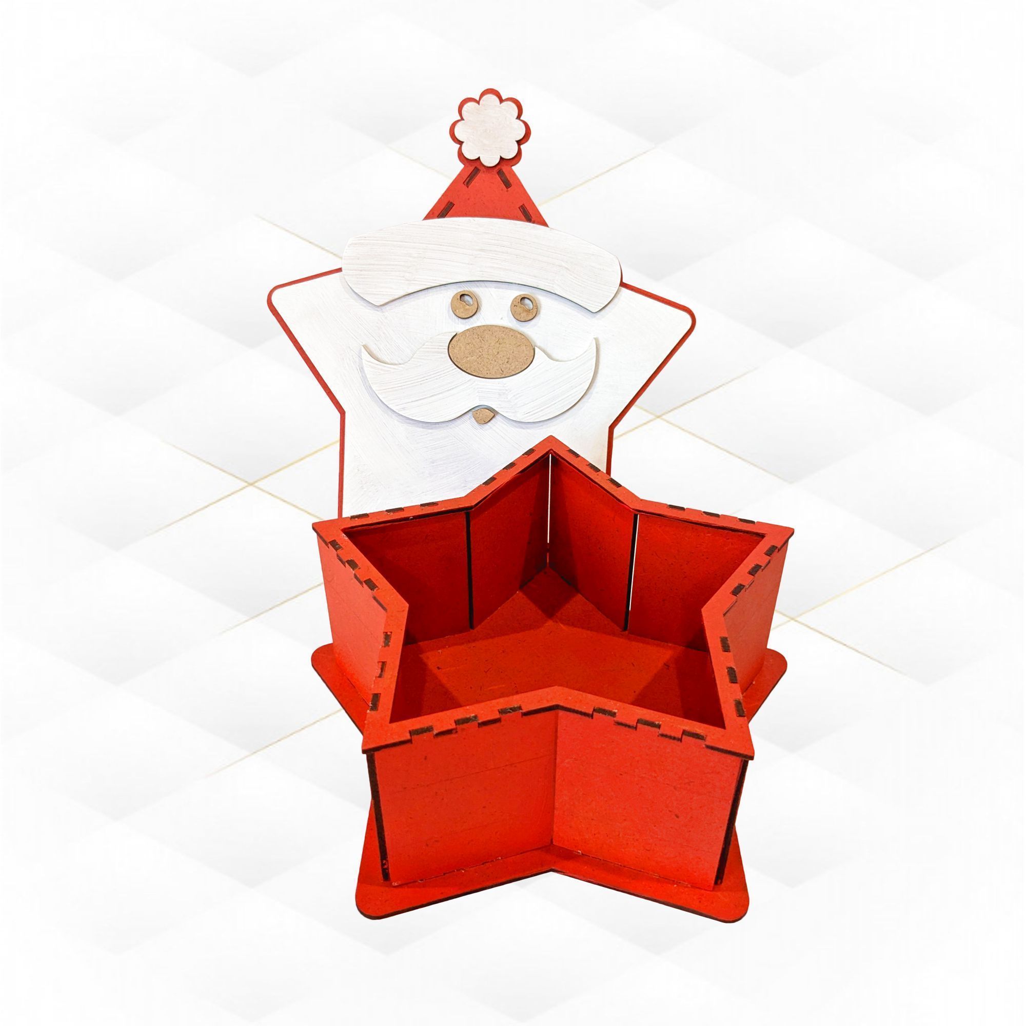 Christmas star Gift Box laser cutting design 3D print model_1