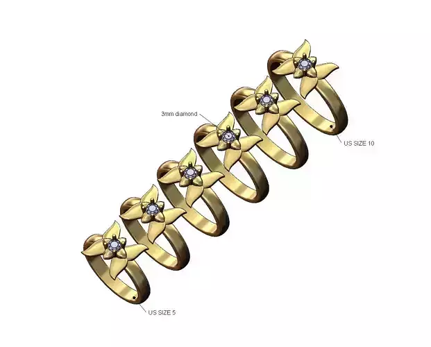 Diamond solitaire butterfly ring Us sizes 5to10