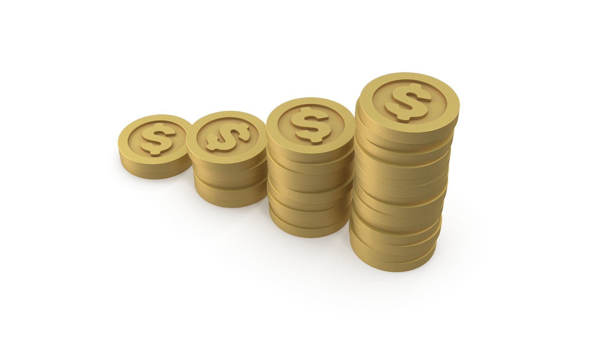 Dollar coins 3D model_1