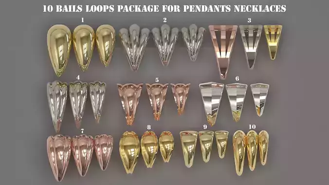 10 BAILS LOOPS PACKAGE for Pendants Necklaces