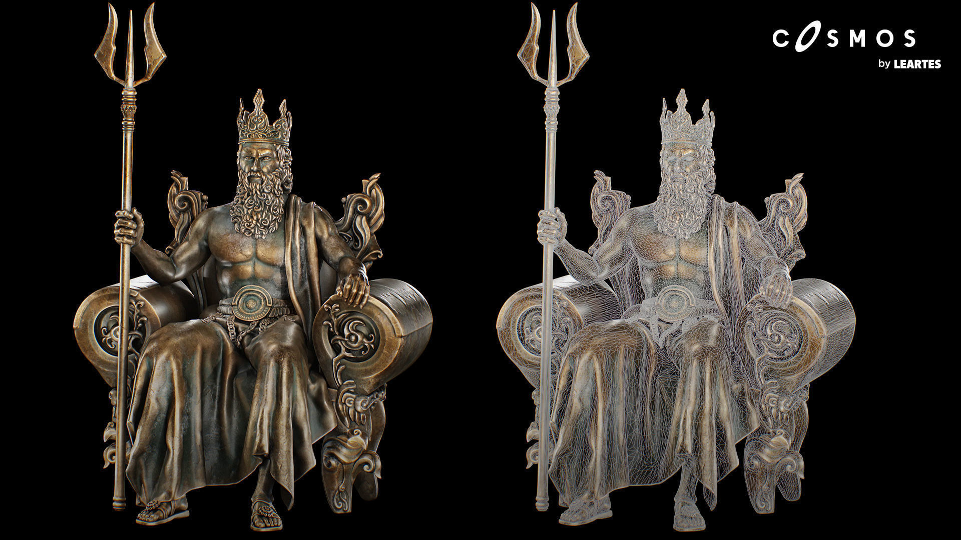 Poseidon Statues Low-poly 3D model_6