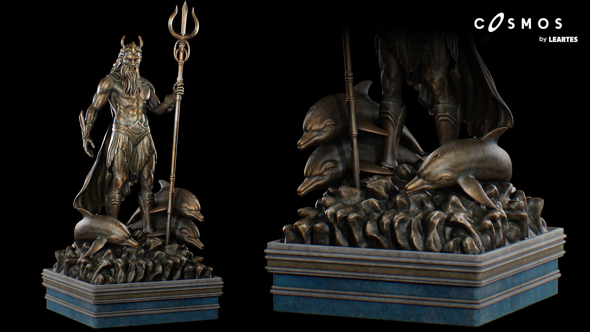 Poseidon Statues Low-poly 3D model_1