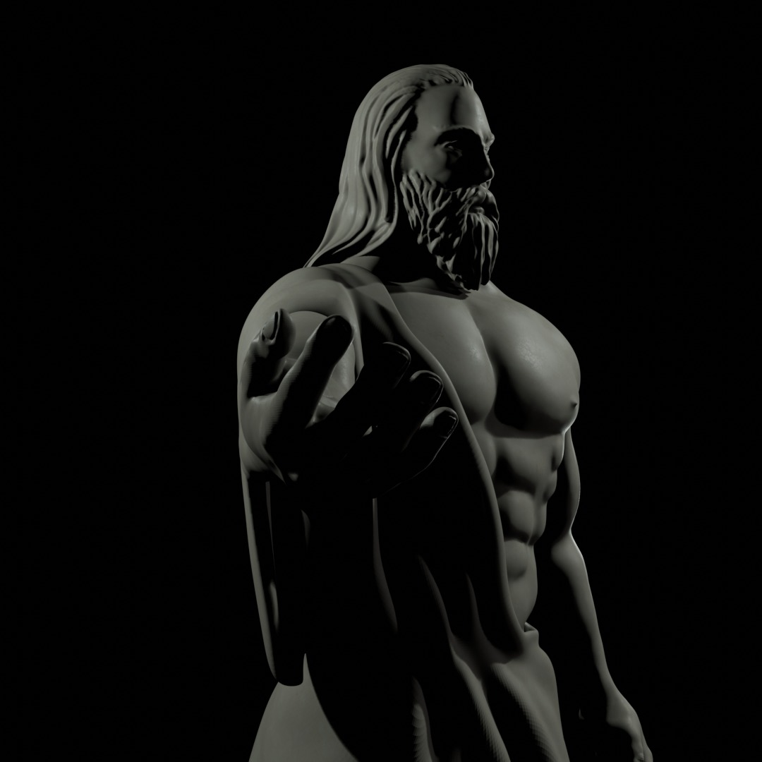 Zeus Statue Power and Majesty of Greek Mythology in Digital Art  3D model_5