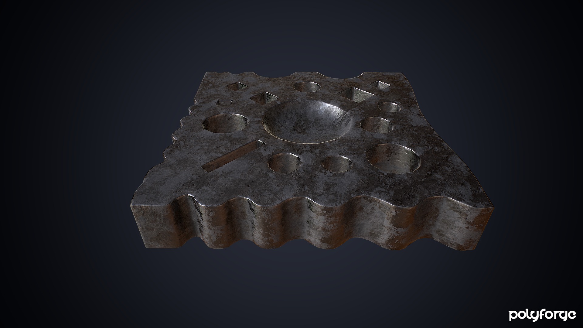 Old Swage Block - Blacksmith Metalwork Tools  Low-poly 3D model_3