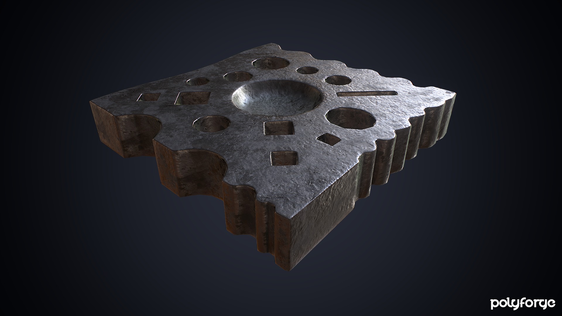 Old Swage Block - Blacksmith Metalwork Tools  Low-poly 3D model_2