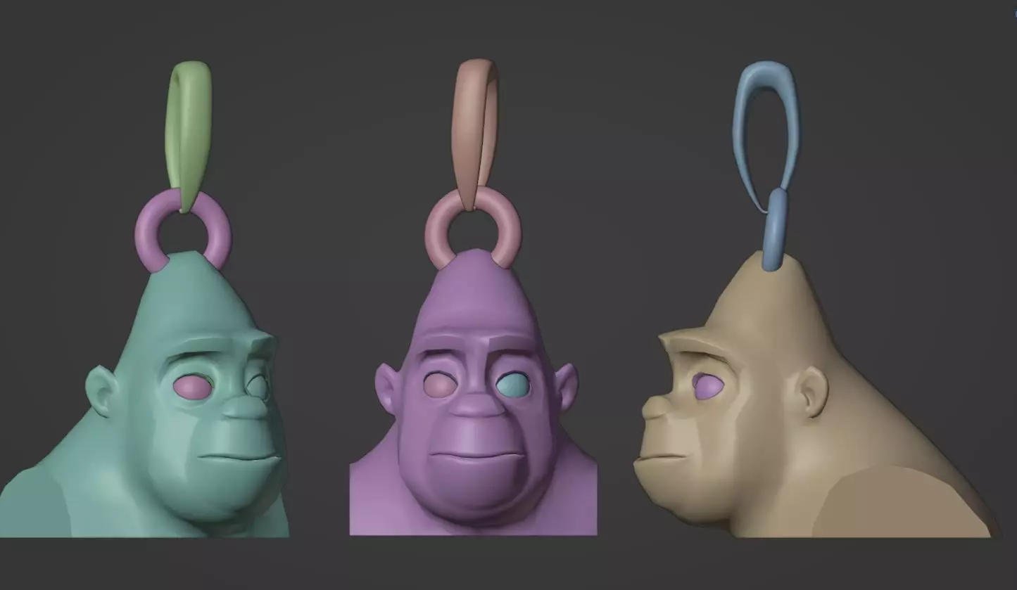 Gorilla Cartoon Pandent 3d print model 3D print model