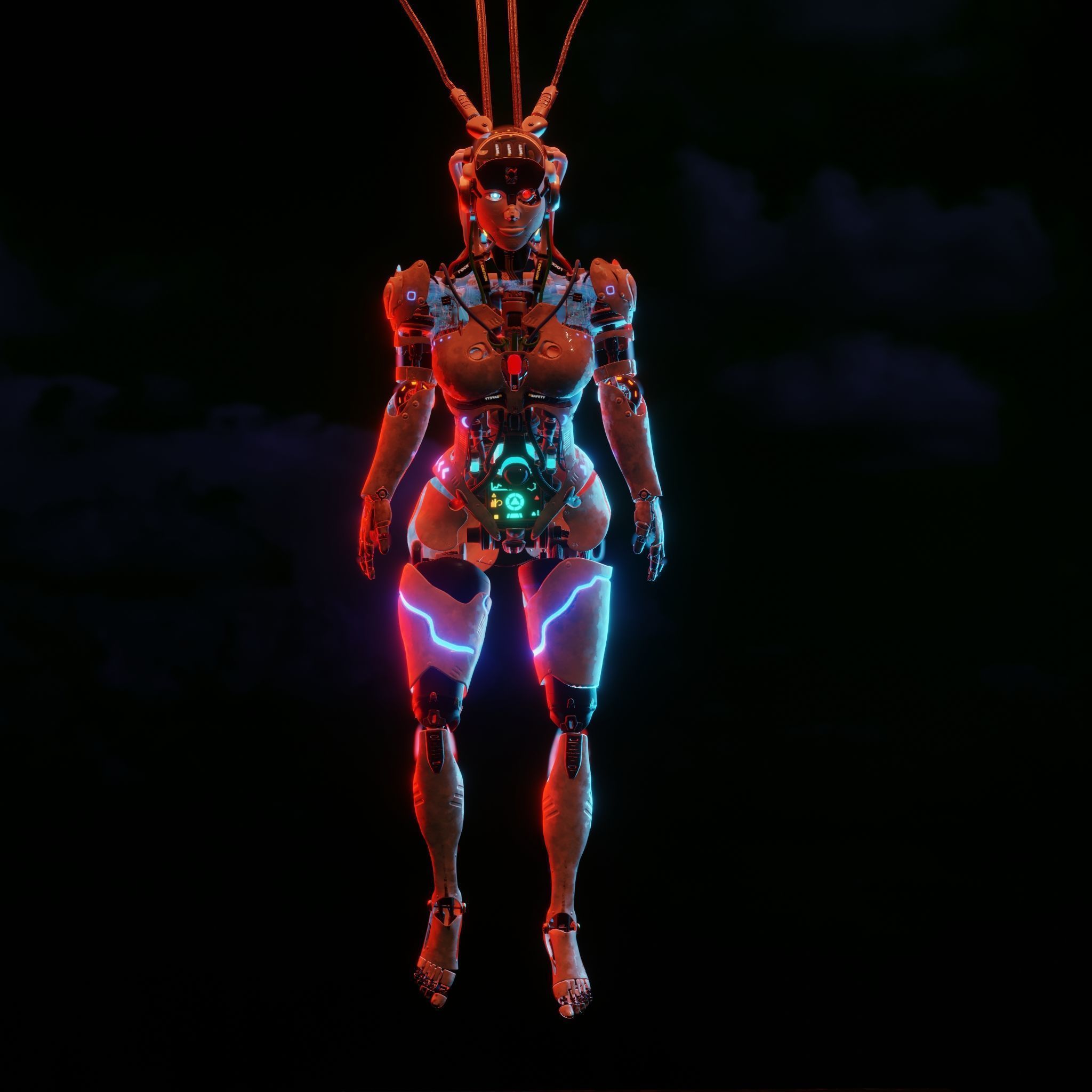 Futuristic Female Robot  3D model_2