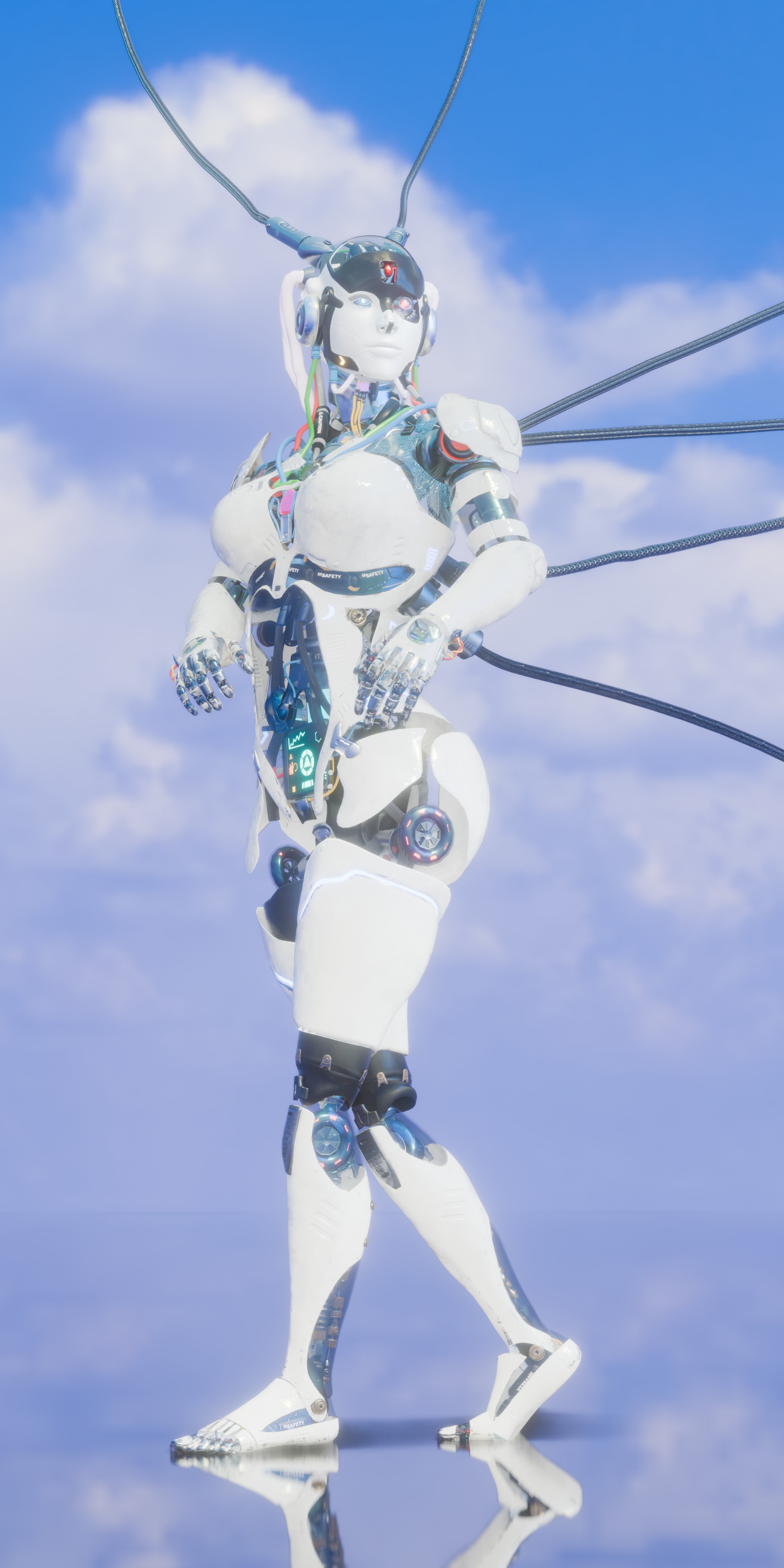 Futuristic Female Robot  3D model_7