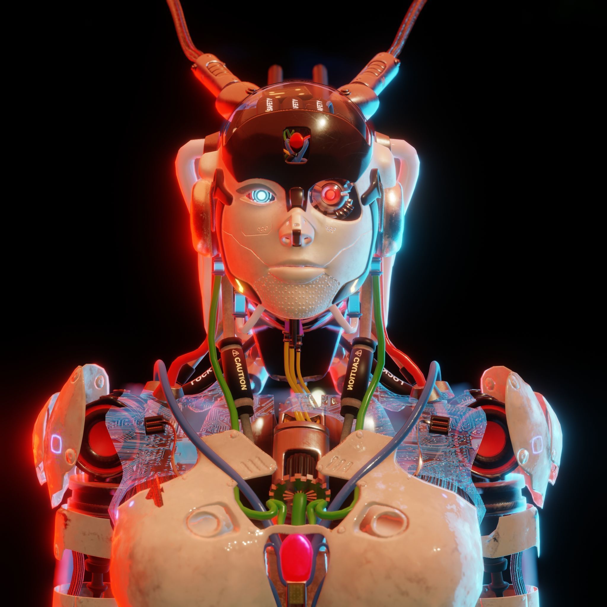 Futuristic Female Robot  3D model_3