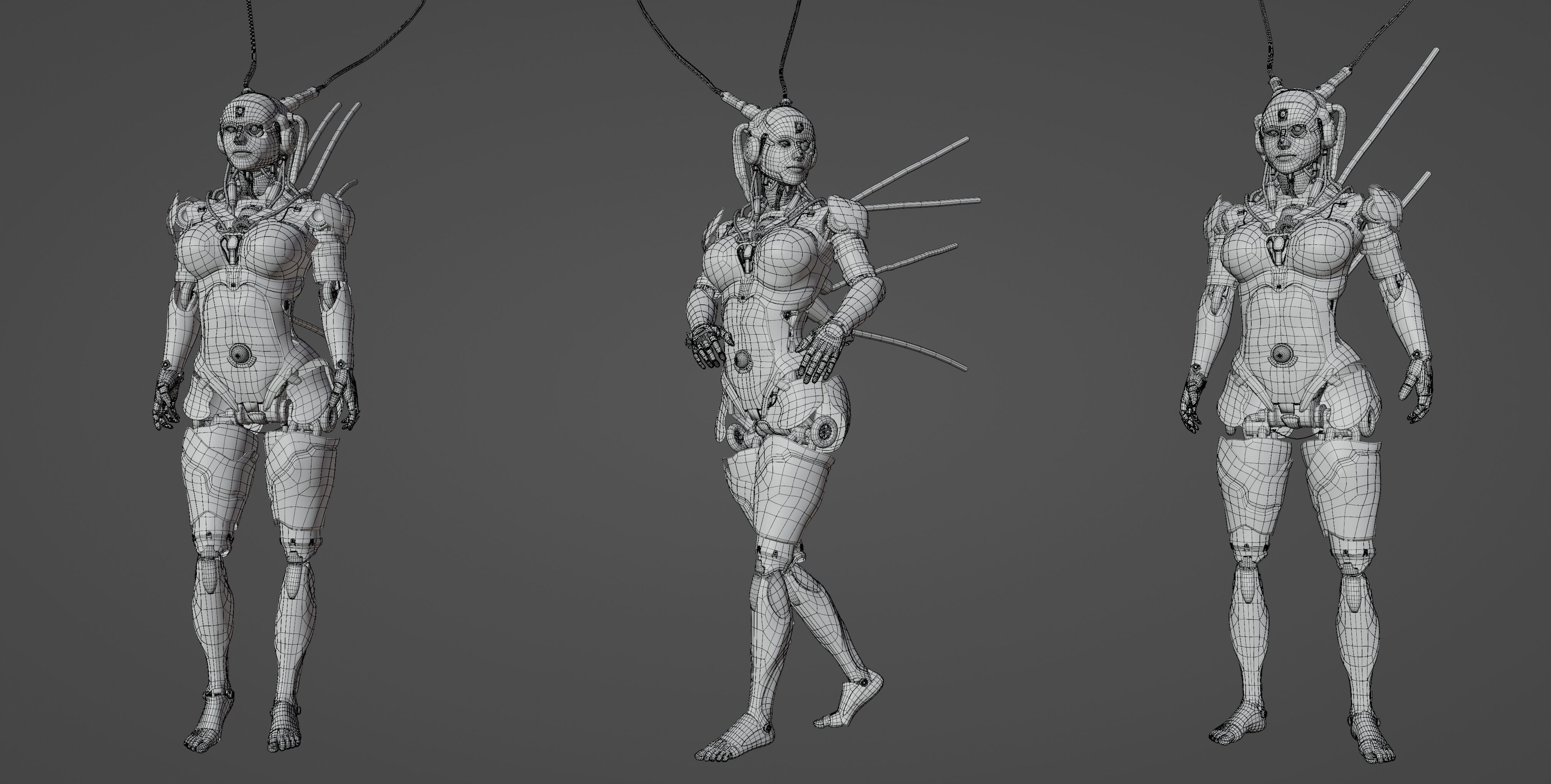 Futuristic Female Robot  3D model_20