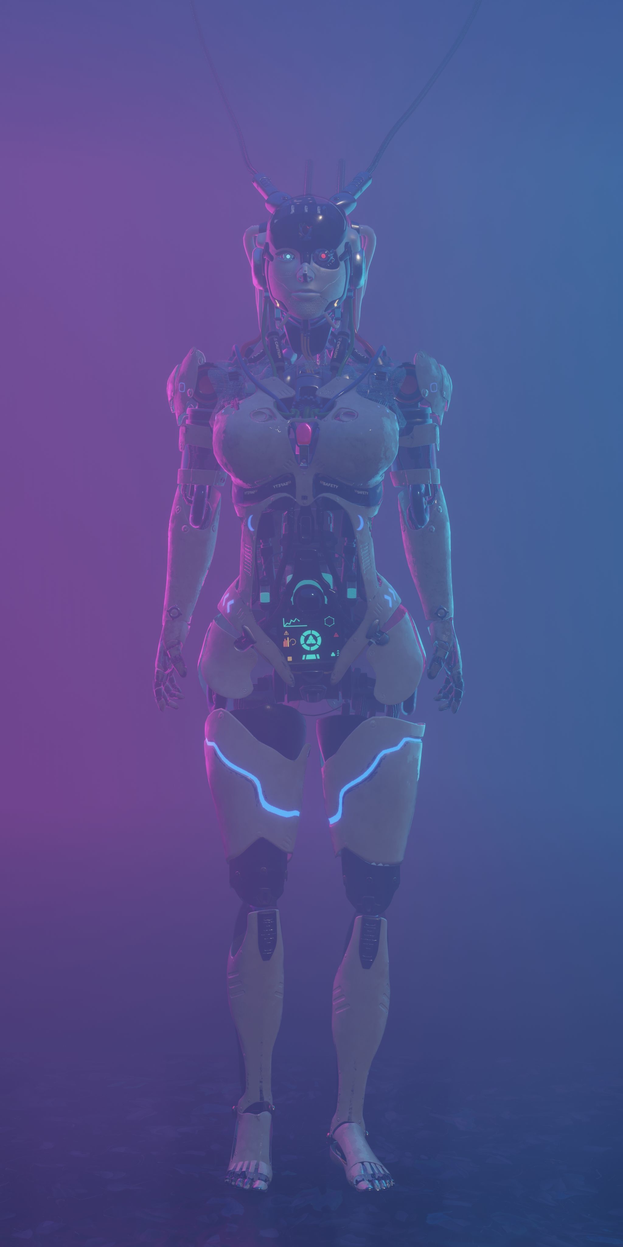 Futuristic Female Robot  3D model_5