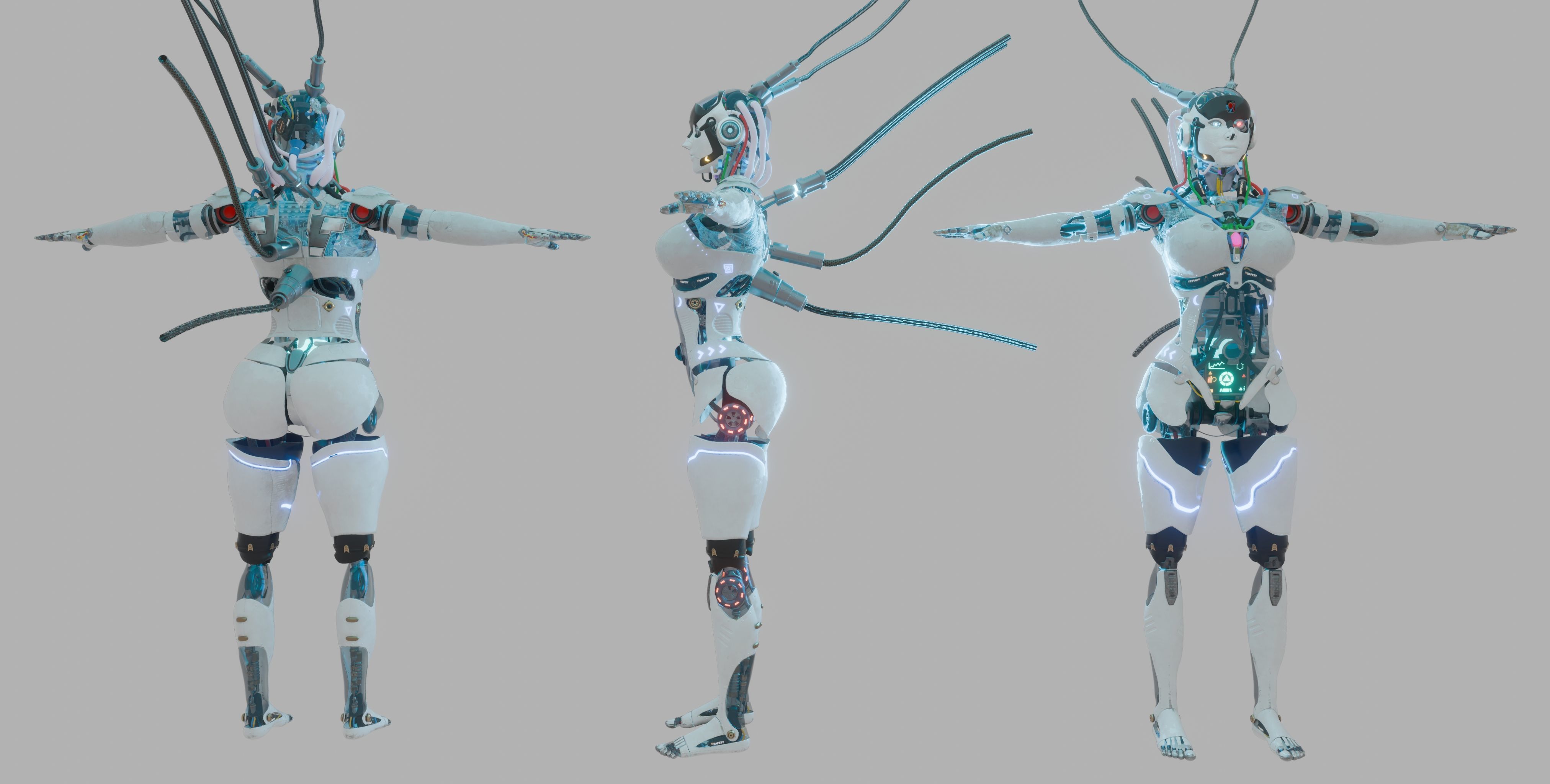 Futuristic Female Robot  3D model_17