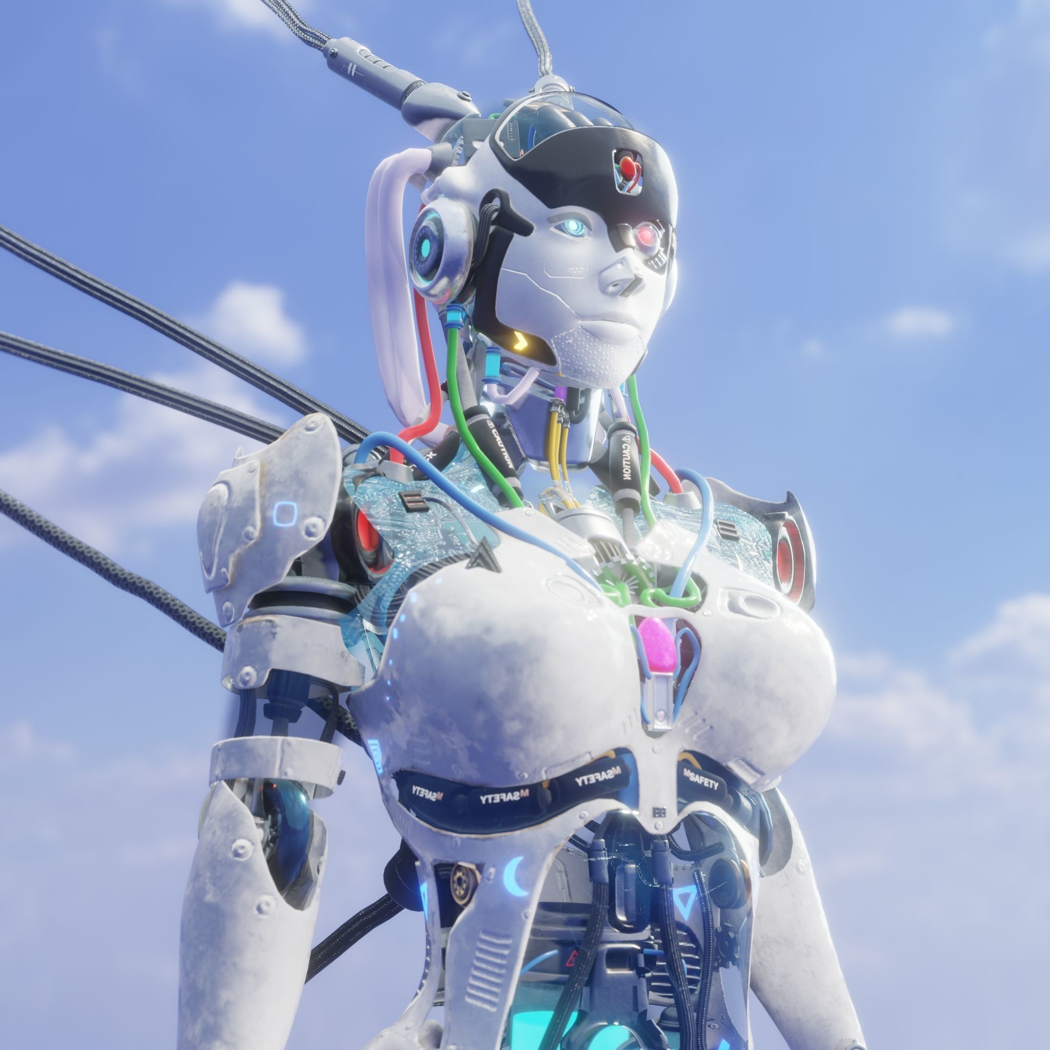 Futuristic Female Robot  3D model_1