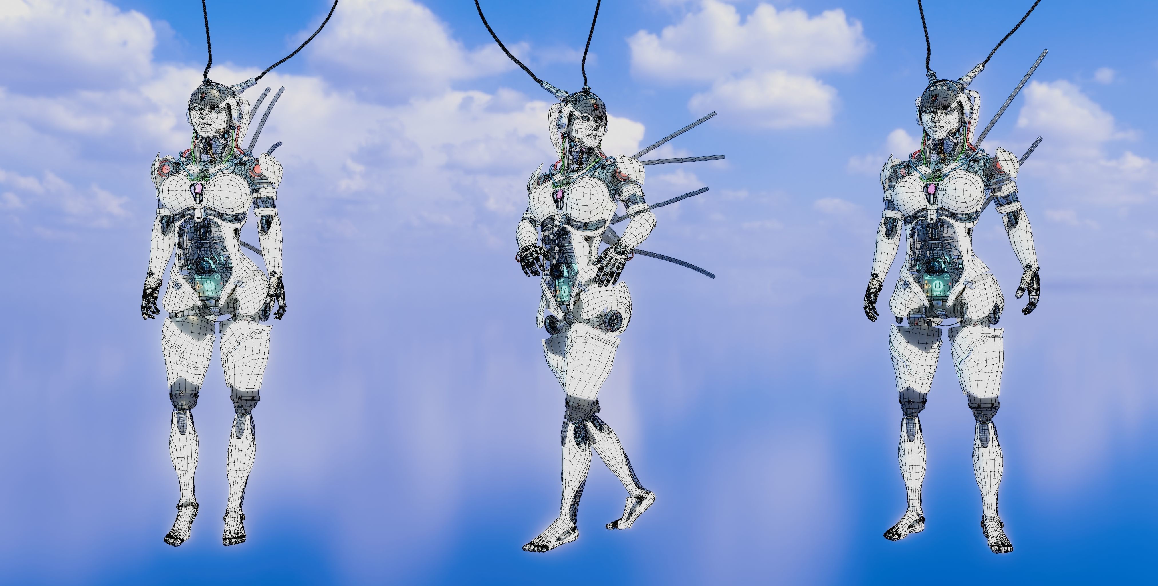 Futuristic Female Robot  3D model_19