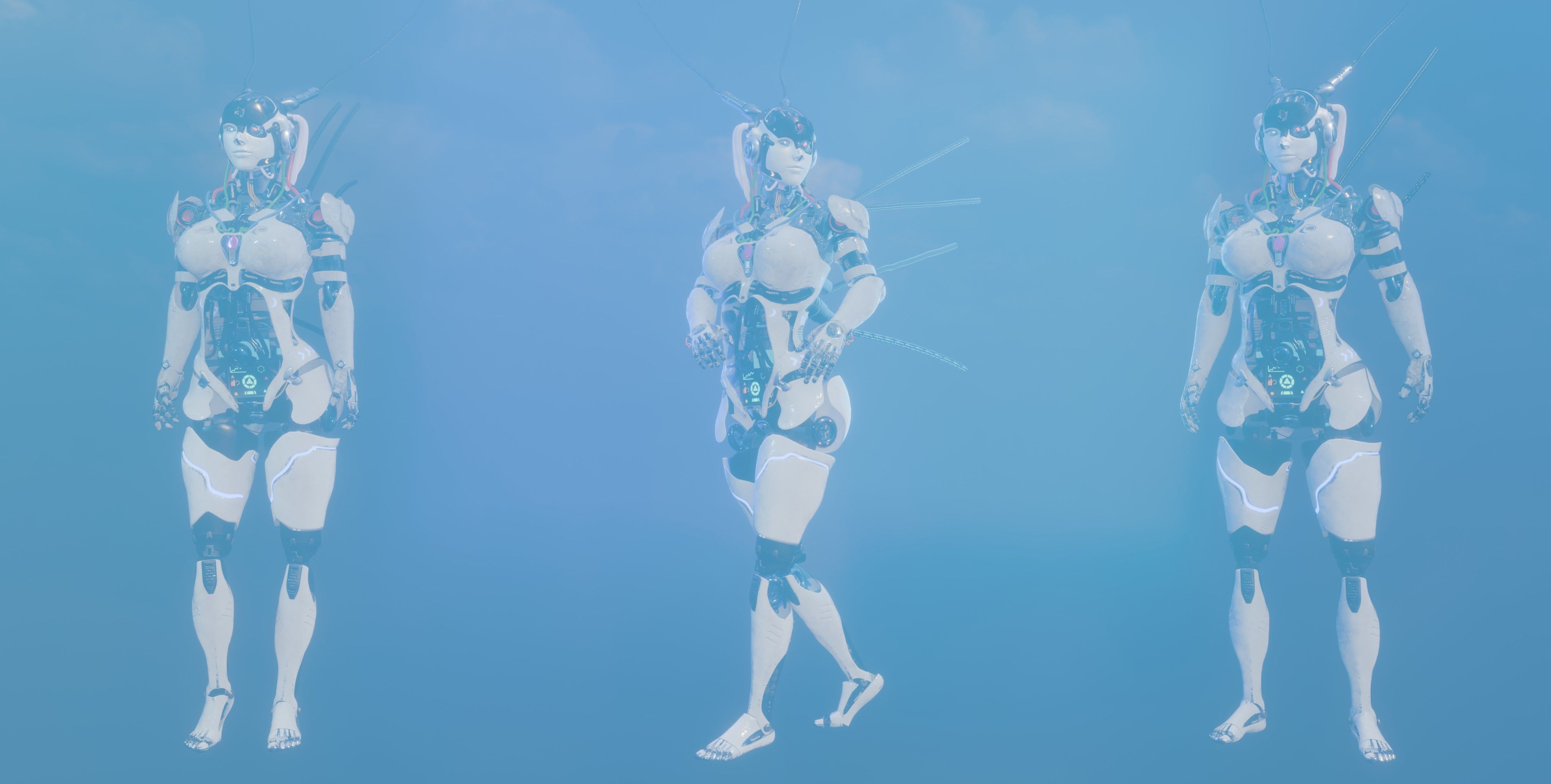 Futuristic Female Robot  3D model_4