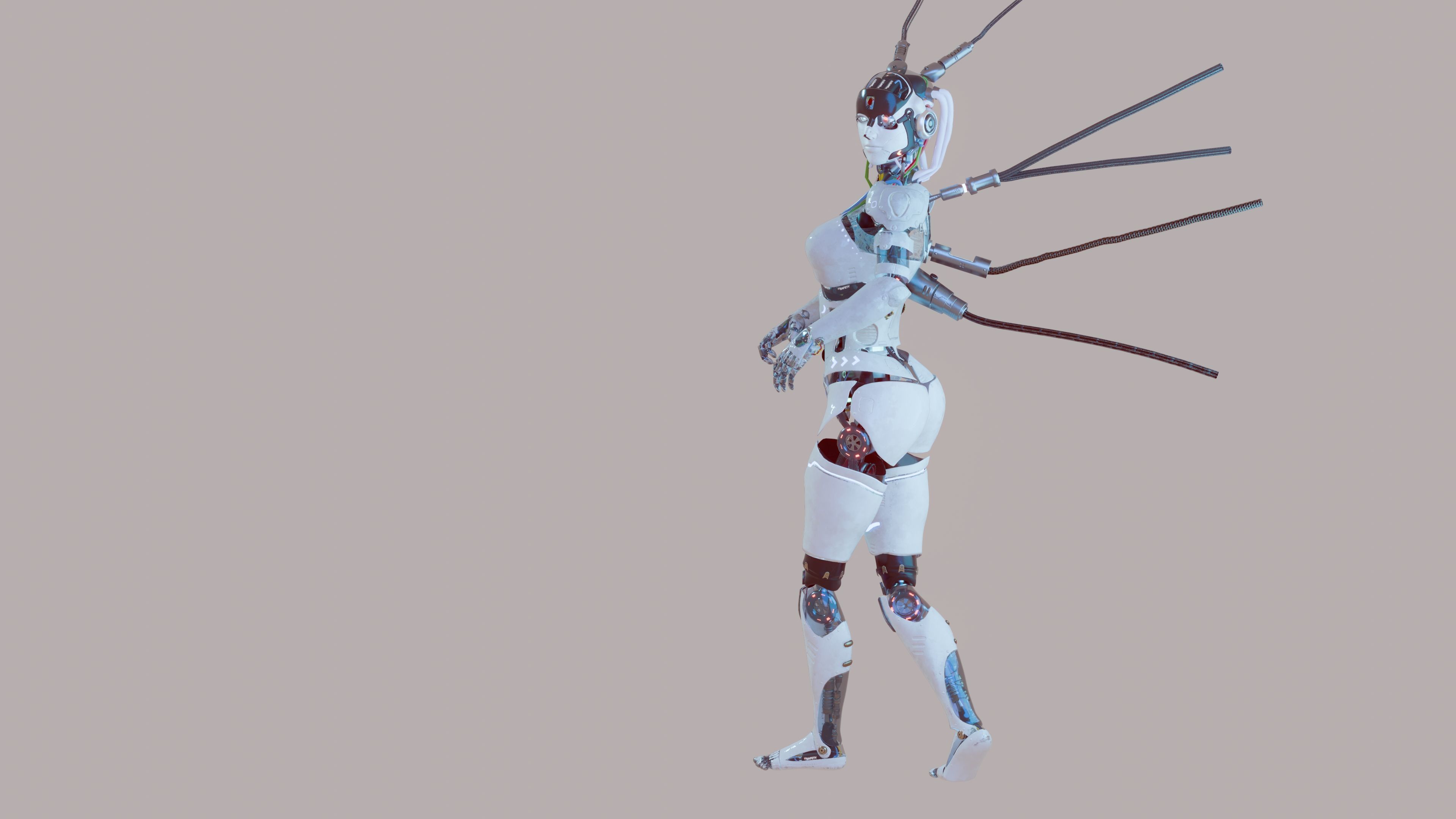 Futuristic Female Robot  3D model_16