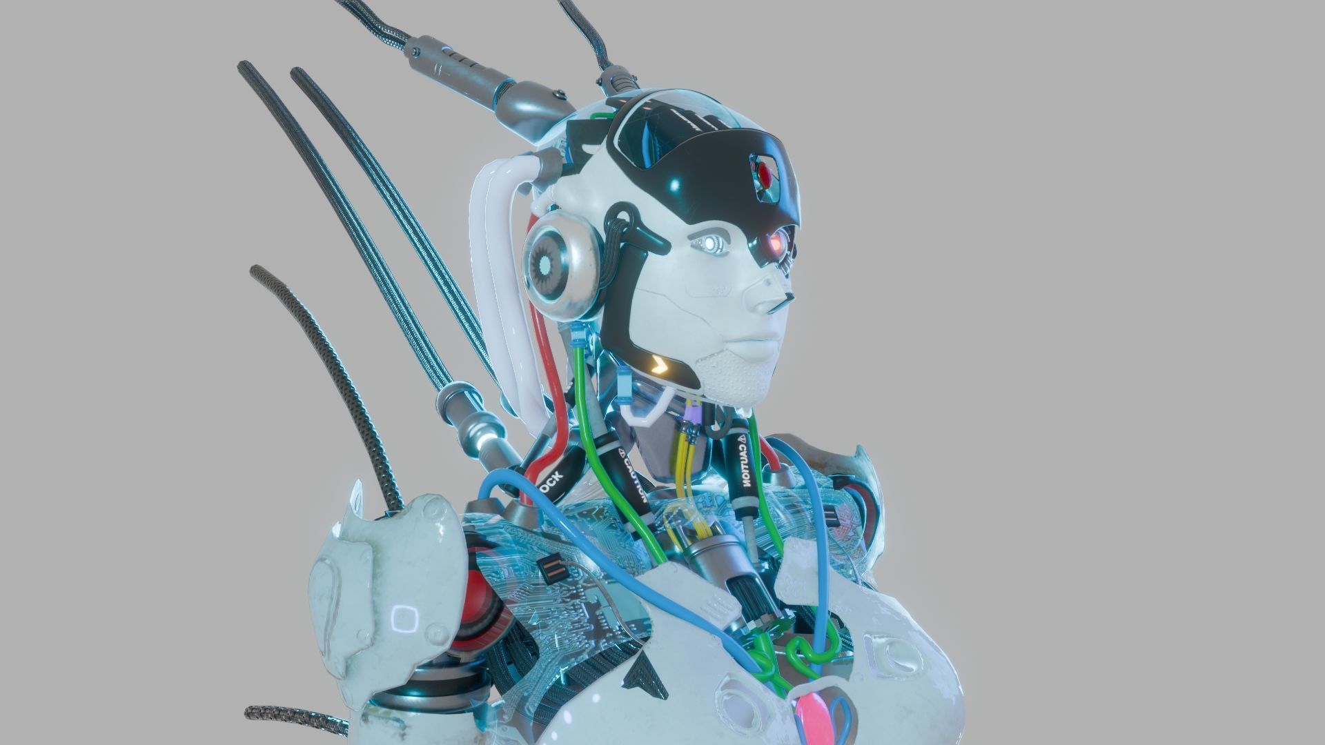 Futuristic Female Robot  3D model_8