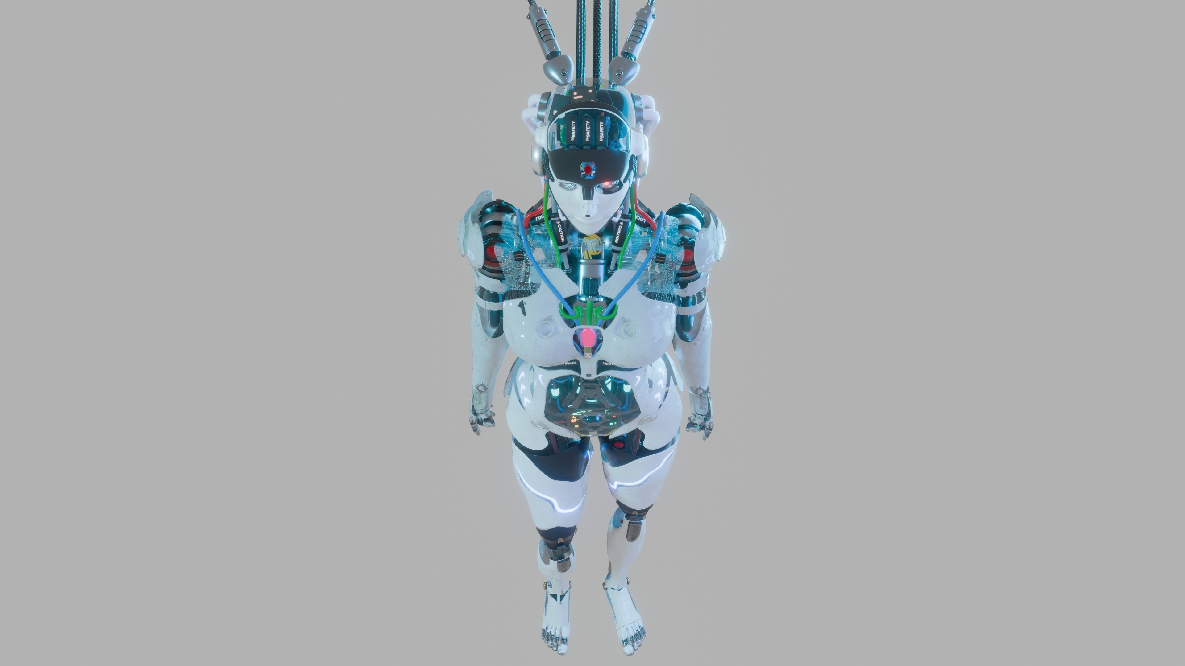 Futuristic Female Robot  3D model_10