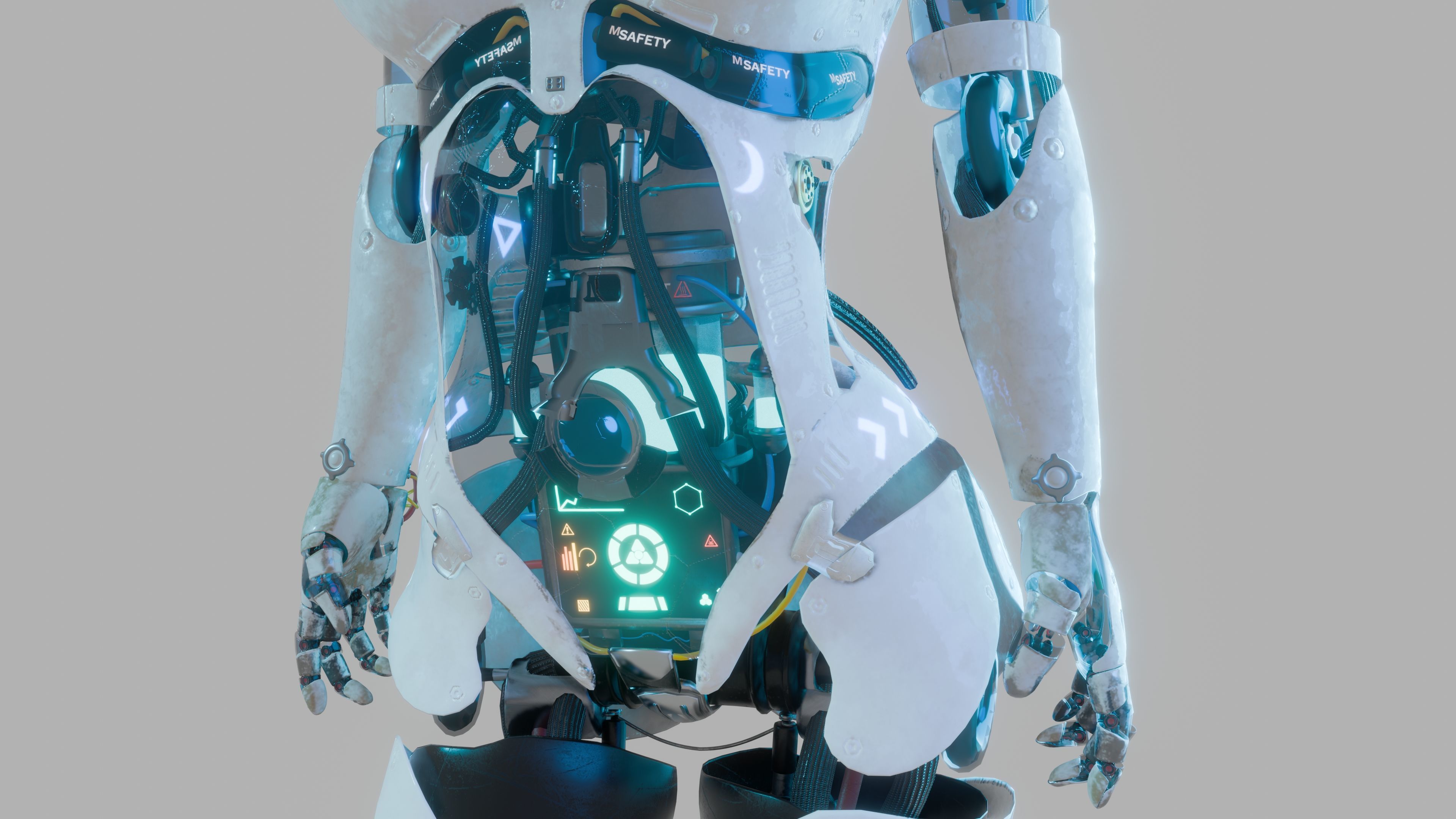 Futuristic Female Robot  3D model_11