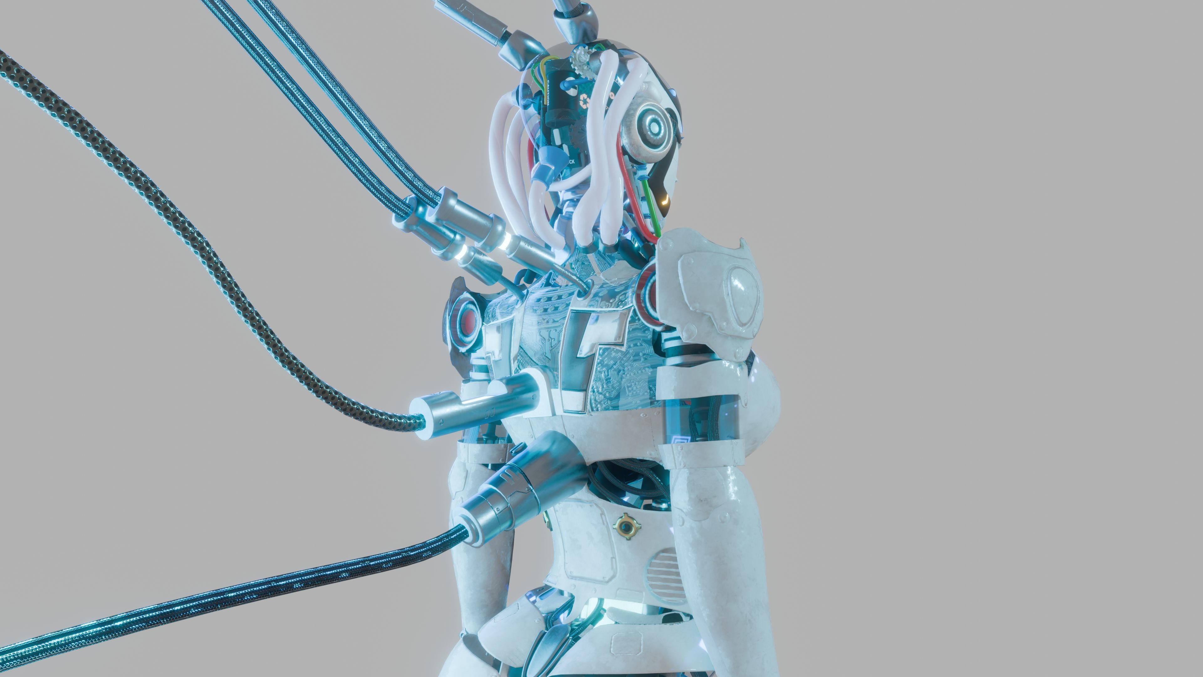 Futuristic Female Robot  3D model_9