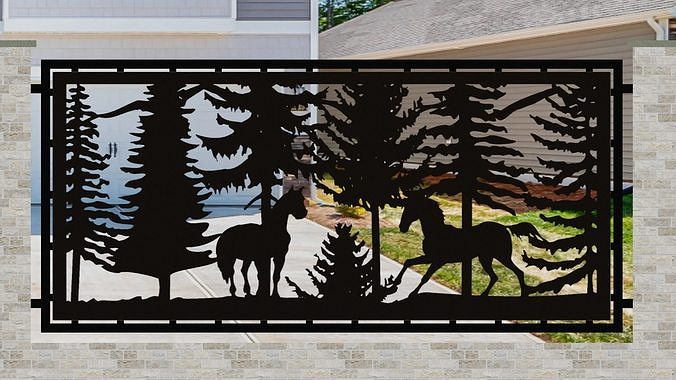 Two-Horses 2 - 30x60-cm - dxf file - laser cut 3D model