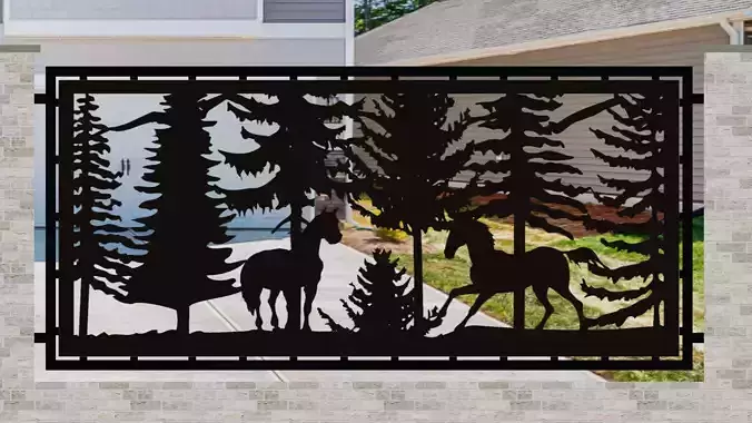 Two-Horses 2 - 30x60-cm - dxf file - laser cut
