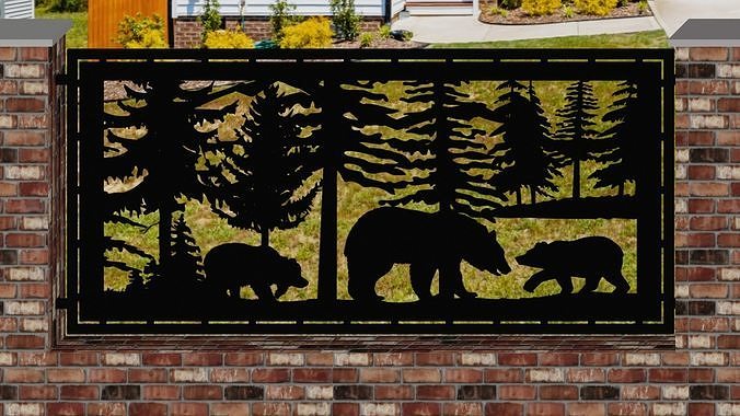 Bear-Trees-24x48-cm - dxf file - laser cut - plasma cut 3D model