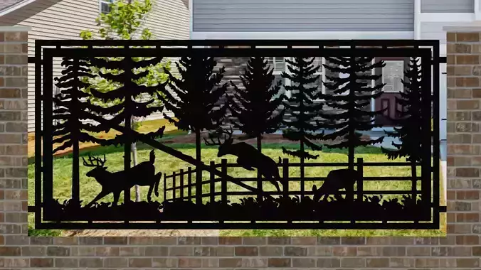 Deer-in-Garden-30x60-cm - dxf file - laser cut - plasma cut