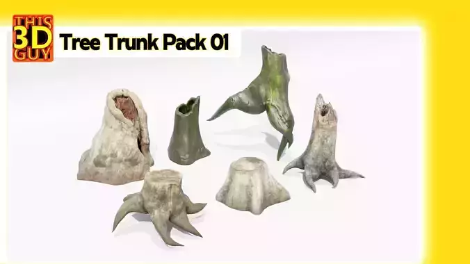 Tree trunk Pack 01 Low-poly 3D model