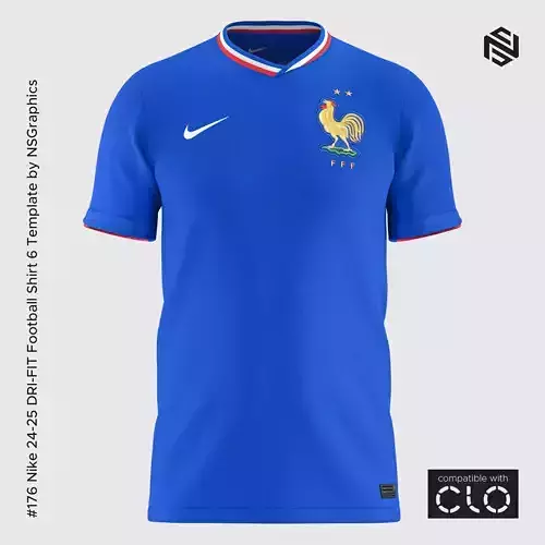 Nike 24-25 DRI-FIT Football Shirt 6 Template for CLO 3D