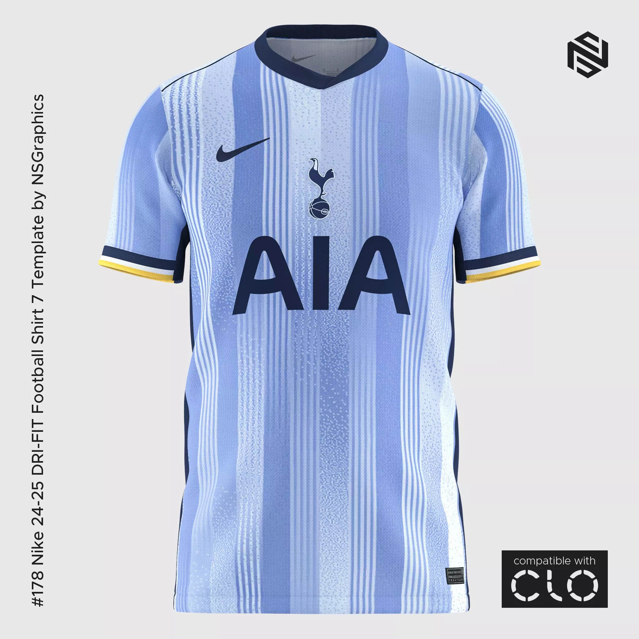 Nike 24-25 DRI-FIT Football Shirt 7 Template for CLO 3D 3D model