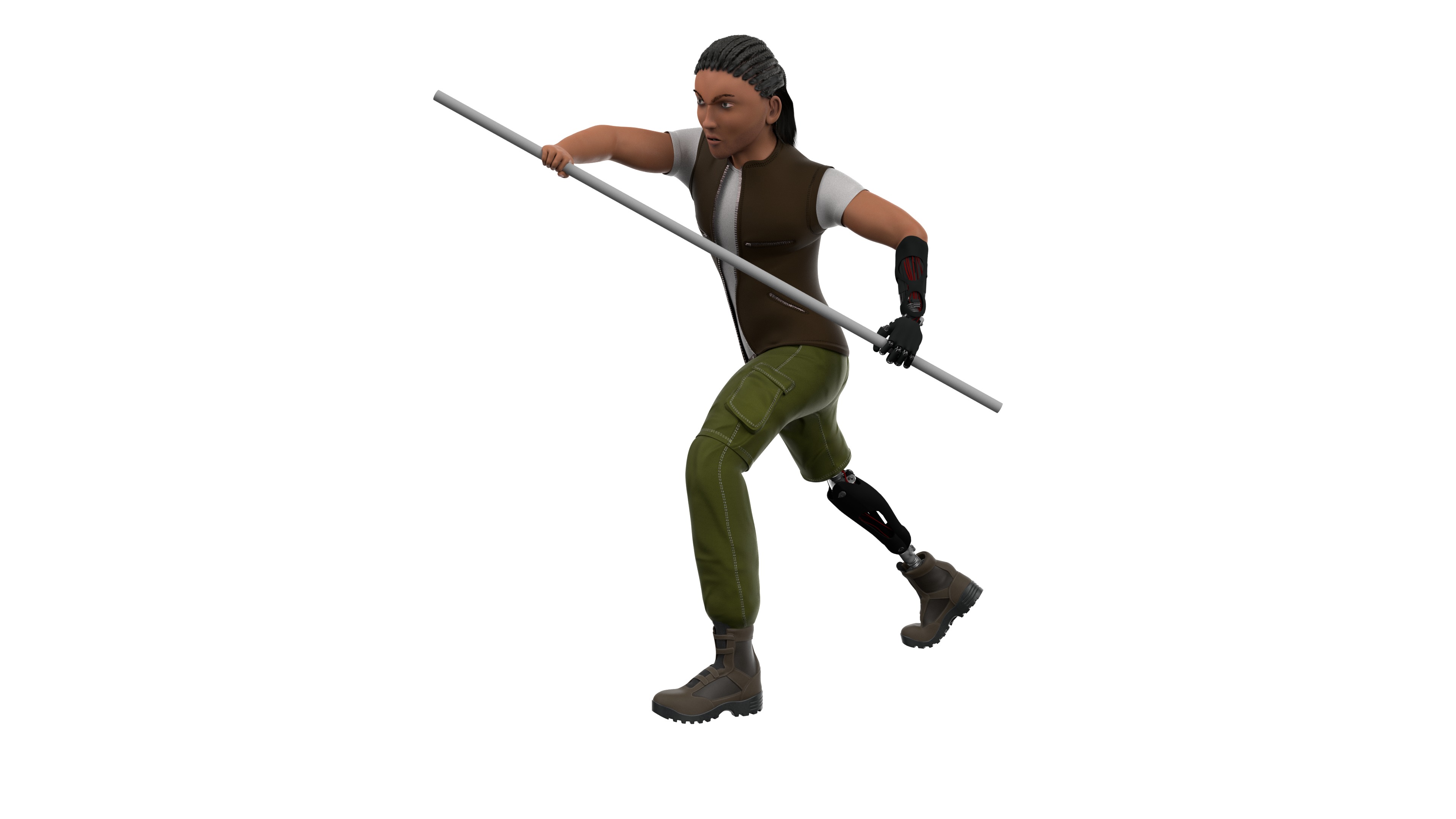 3D Semi-Realistic Fighter Character With Rig Low-poly 3D model_6